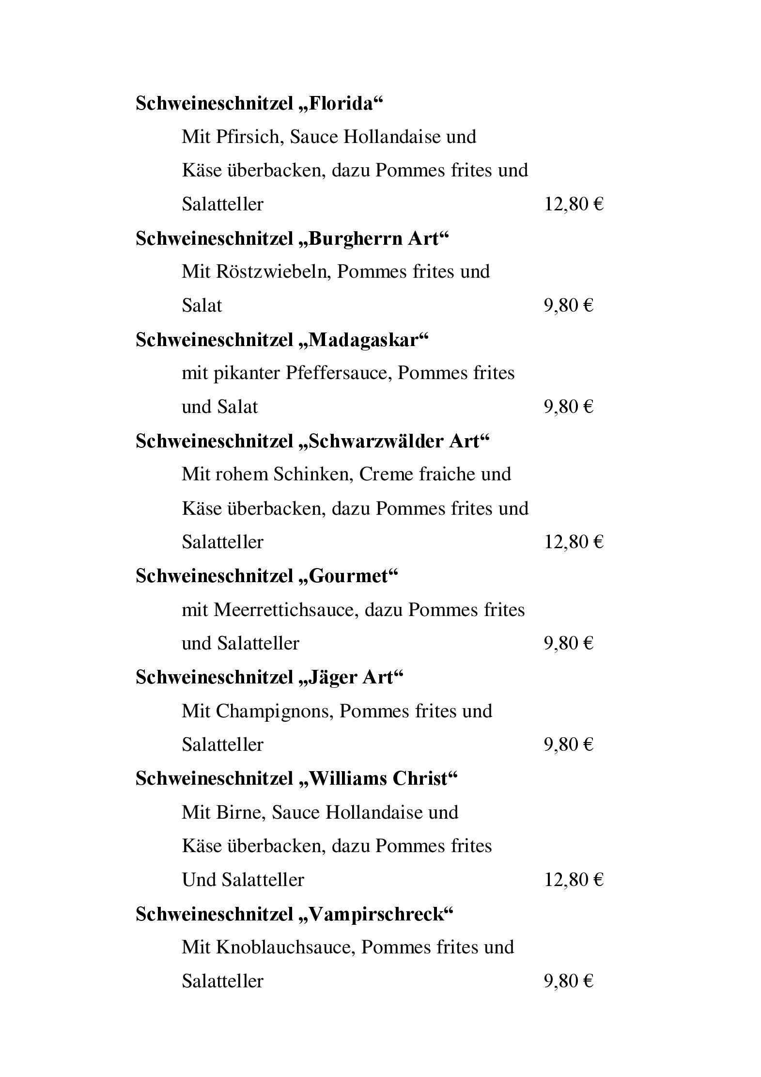 Speisekarte Burgrestaurant Grillenburg in Fulda, Seite 5