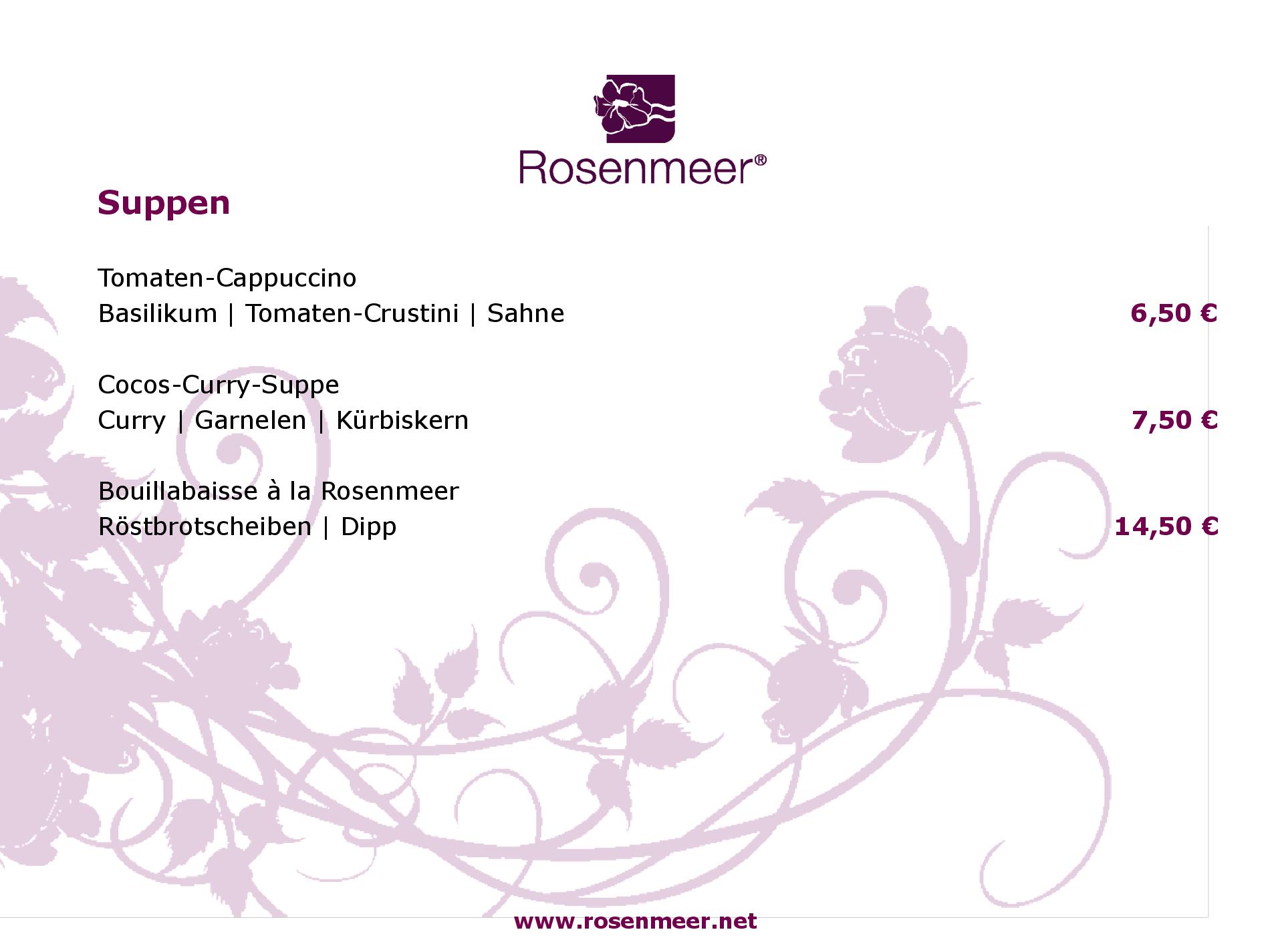 Speisekarte Rosenmeer Hotel & Restaurant in Mönchengladbach, Seite 3