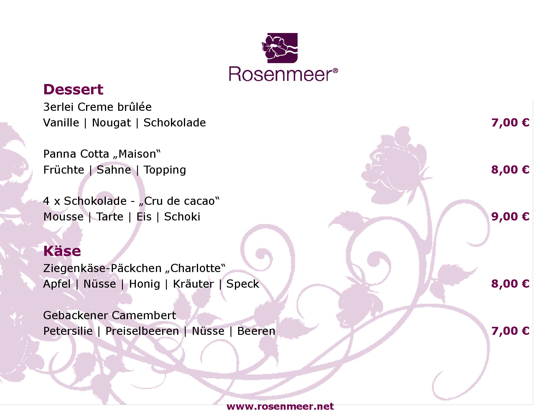 Speisekarte Rosenmeer Hotel & Restaurant in Mönchengladbach, Seite 9