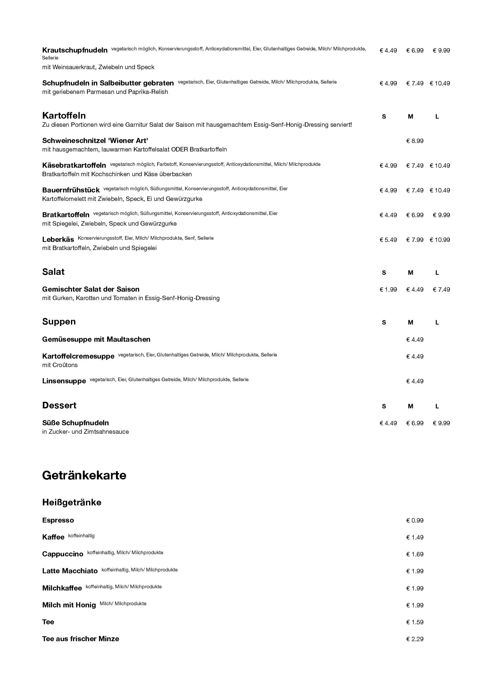 Speisekarte Spätzleexpress in Berlin, Seite 2