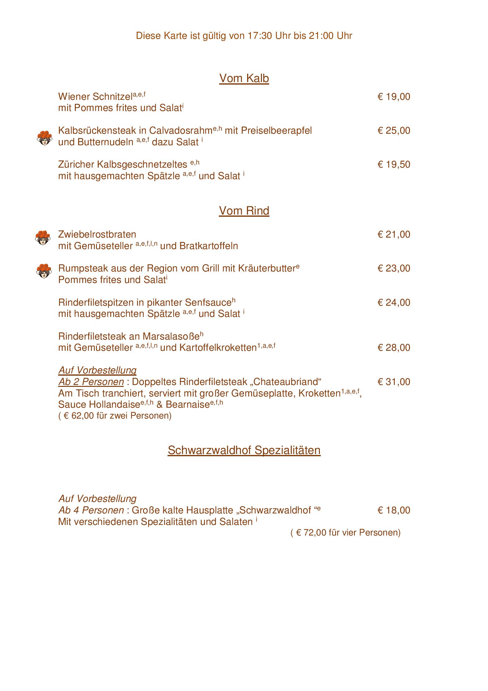 Speisekarte Hotel Schwarzwaldhof in Hinterzarten, Seite 3