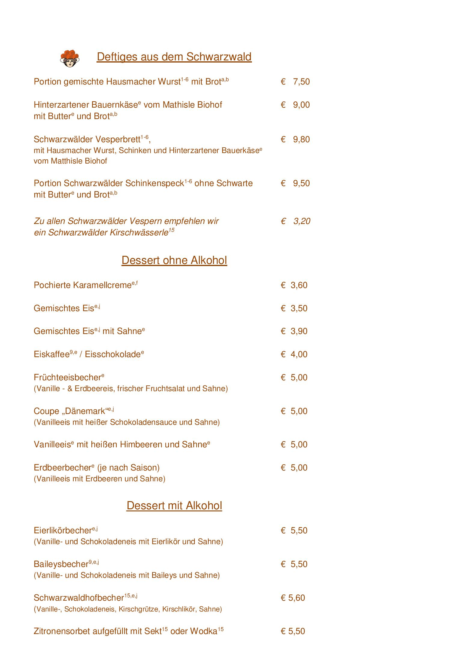 Speisekarte Hotel Schwarzwaldhof in Hinterzarten, Seite 8
