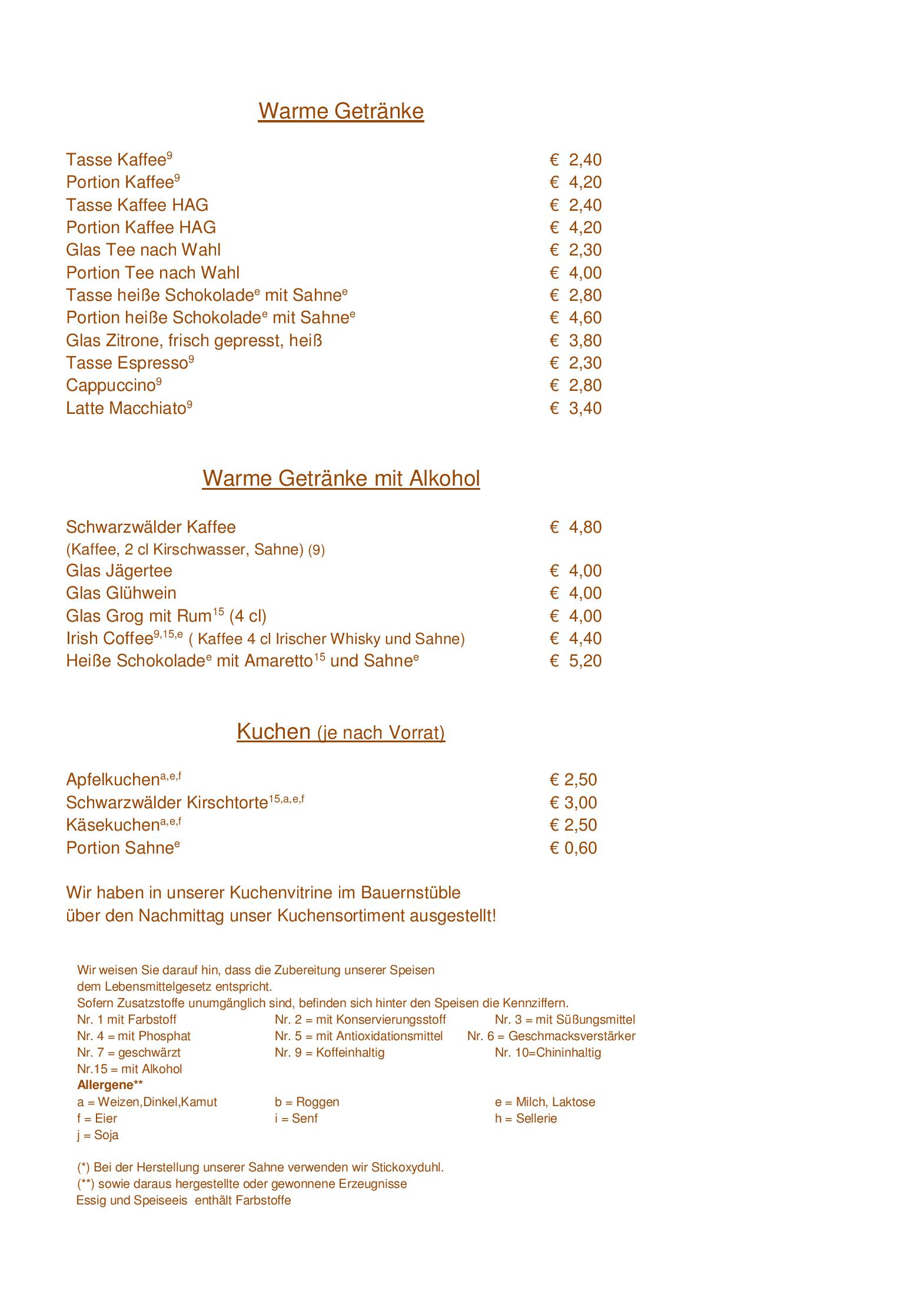 Speisekarte Hotel Schwarzwaldhof in Hinterzarten, Seite 9