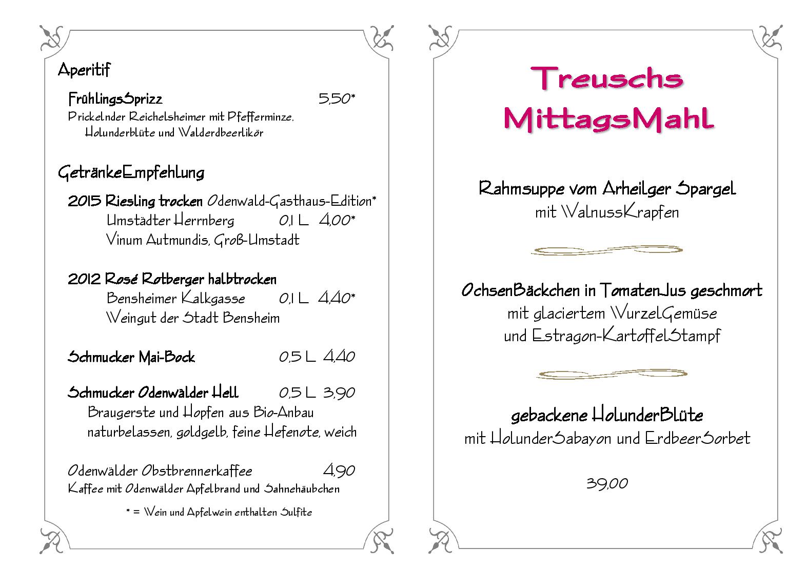 Speisekarte GenießerRestaurant Treuschs Schwanen  in Reichelsheim, Seite 5