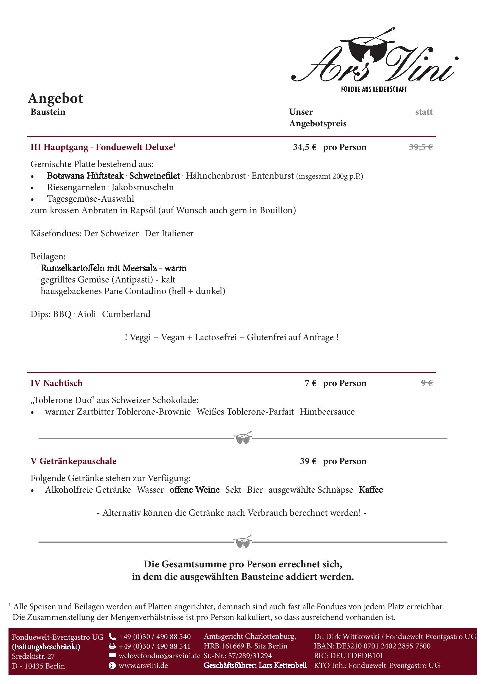 Speisekarte Ars Vini in Berlin, Seite 4