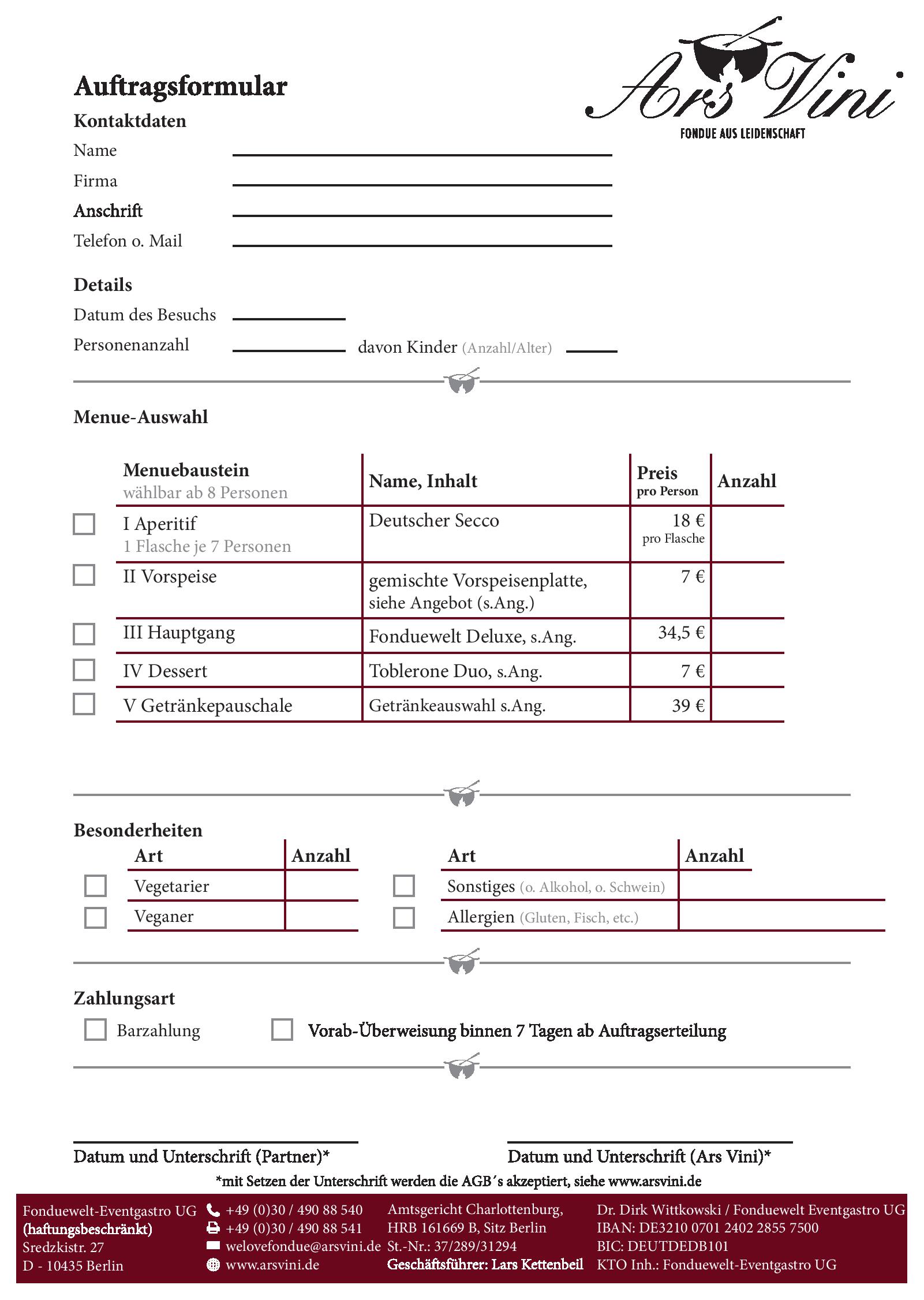 Speisekarte Ars Vini in Berlin, Seite 6