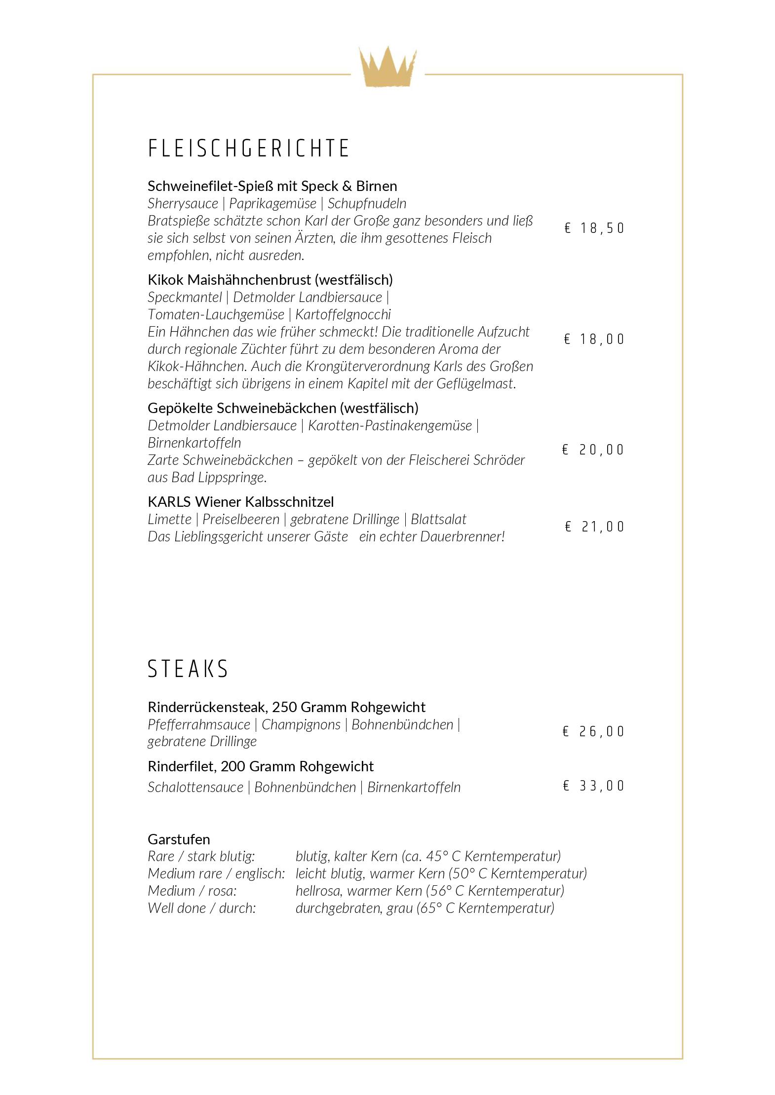 Speisekarte karl - Restaurant am Park  in Bad Lippspringe, Seite 3