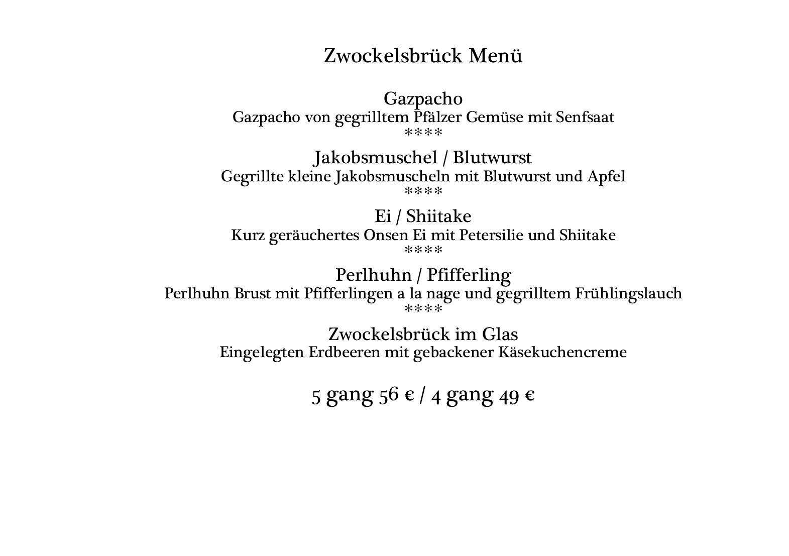 Speisekarte Weinstube Zwockelsbrück in Neustadt an der Weinstraße, Seite 1