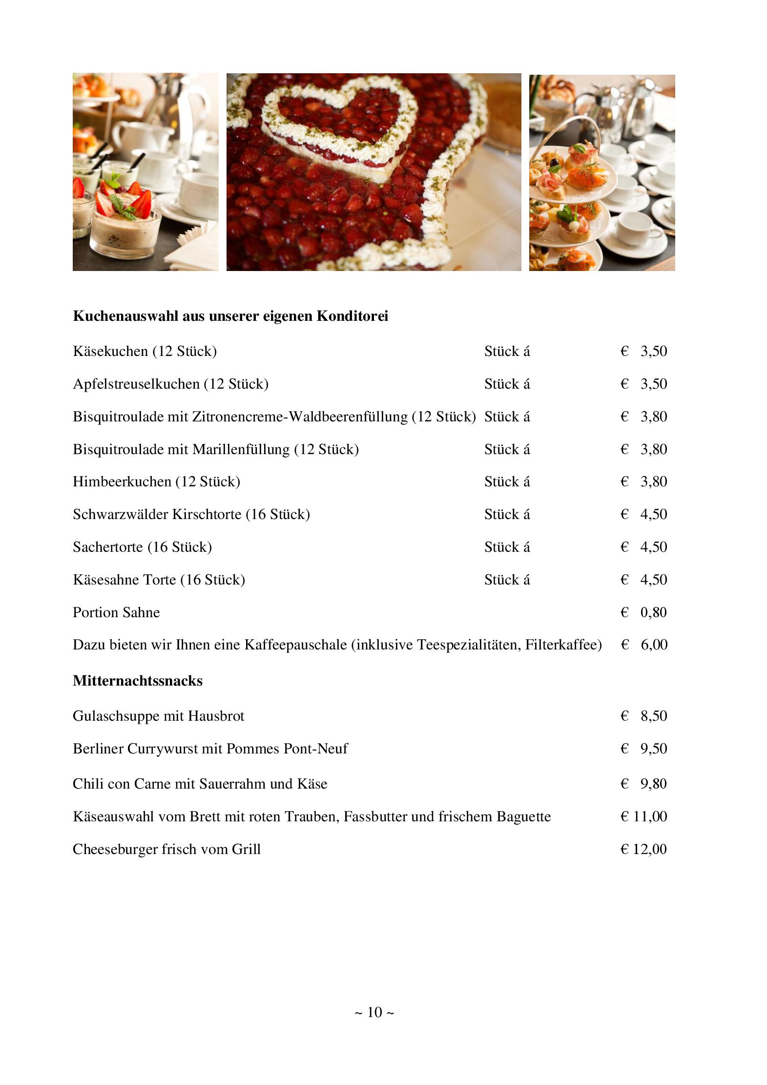 Speisekarte Restaurant im Hotel Bauer in Feldkirchen, Seite 10