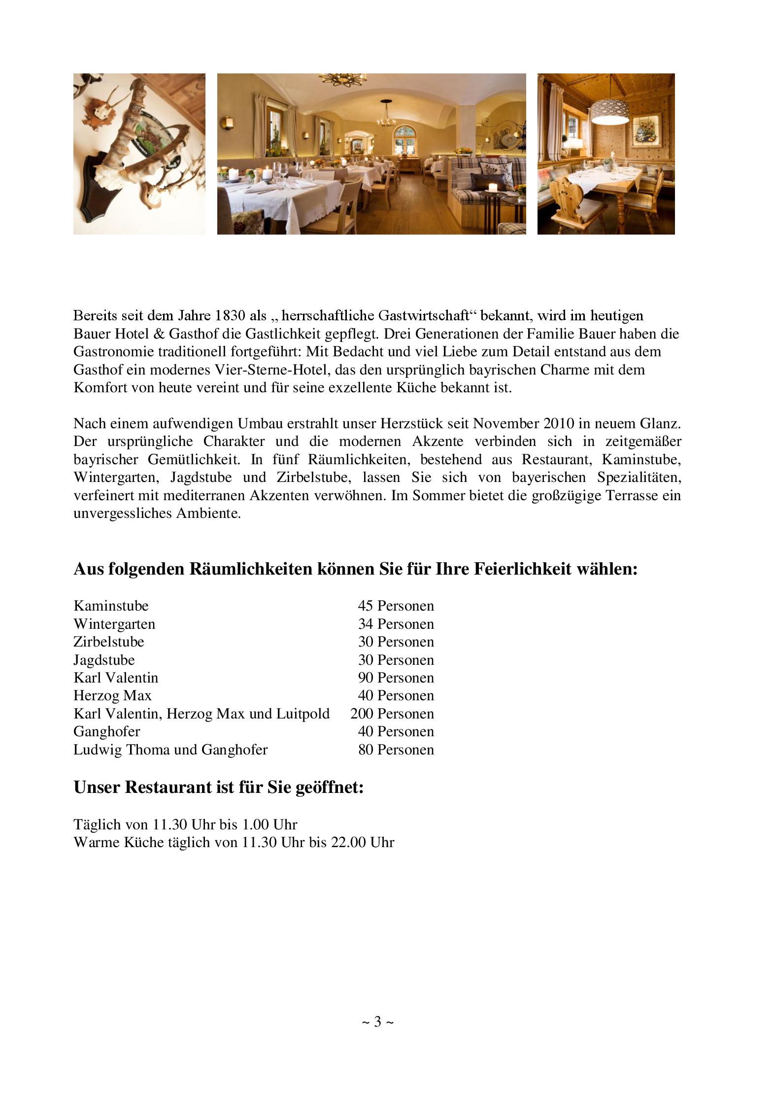 Speisekarte Restaurant im Hotel Bauer in Feldkirchen, Seite 3
