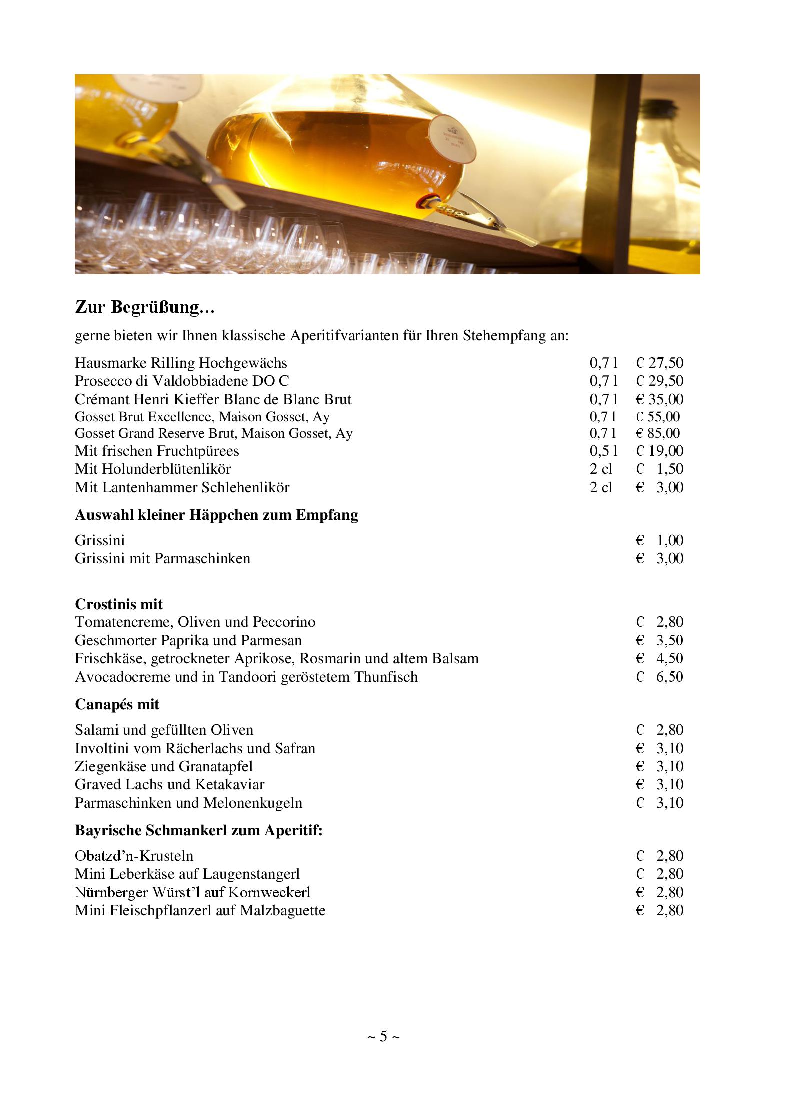 Speisekarte Restaurant im Hotel Bauer in Feldkirchen, Seite 5