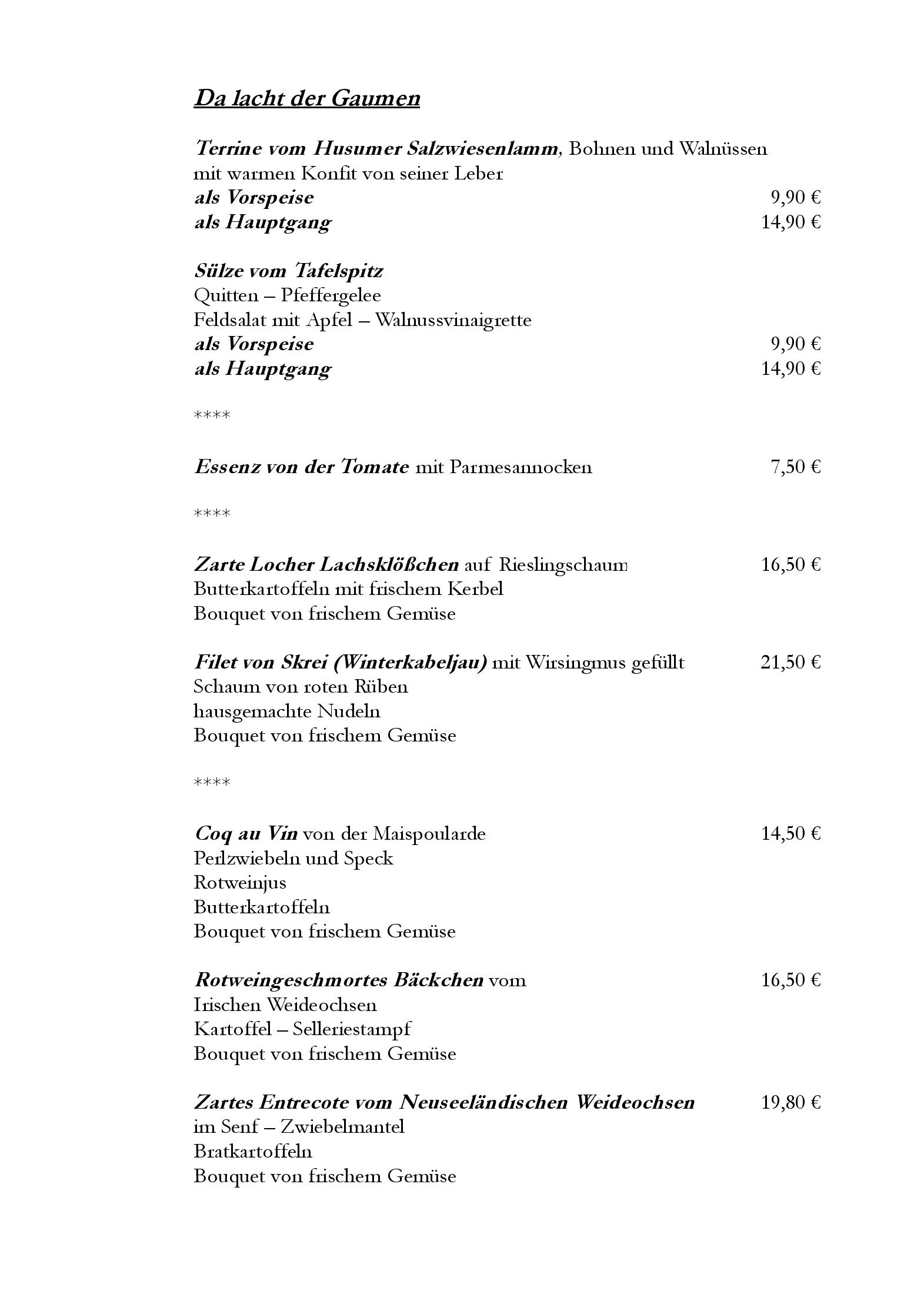 Speisekarte Weinschenke Restaurant Hilchenkeller in Lorch, Seite 2