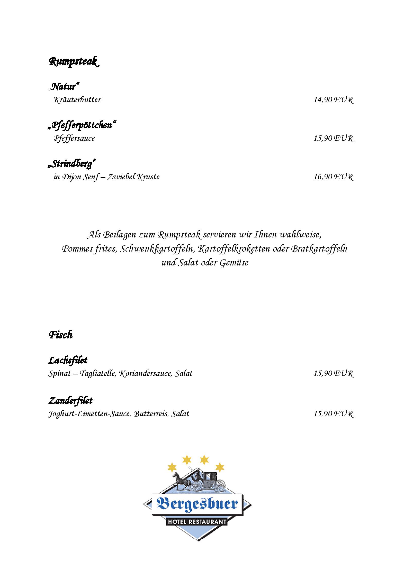 Speisekarte Bergesbuer Hotelrestaurant in Gronau (Westfalen), Seite 4