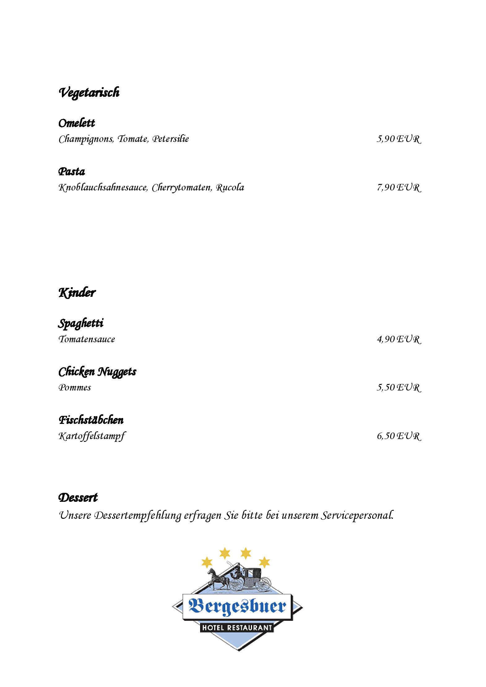 Speisekarte Bergesbuer Hotelrestaurant in Gronau (Westfalen), Seite 5