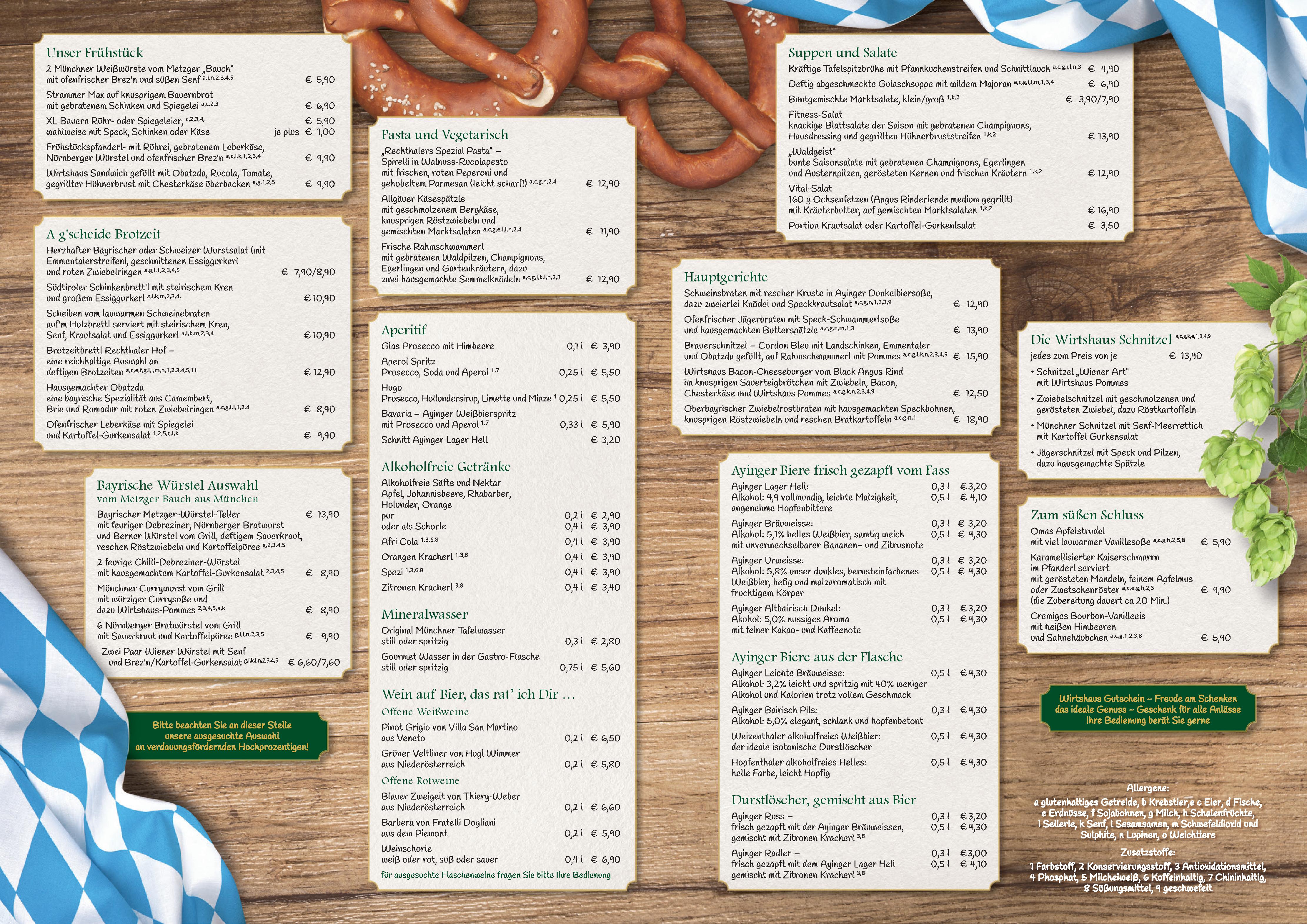 Speisekarte Wirtshaus Rechthaler Hof in München, Seite 2