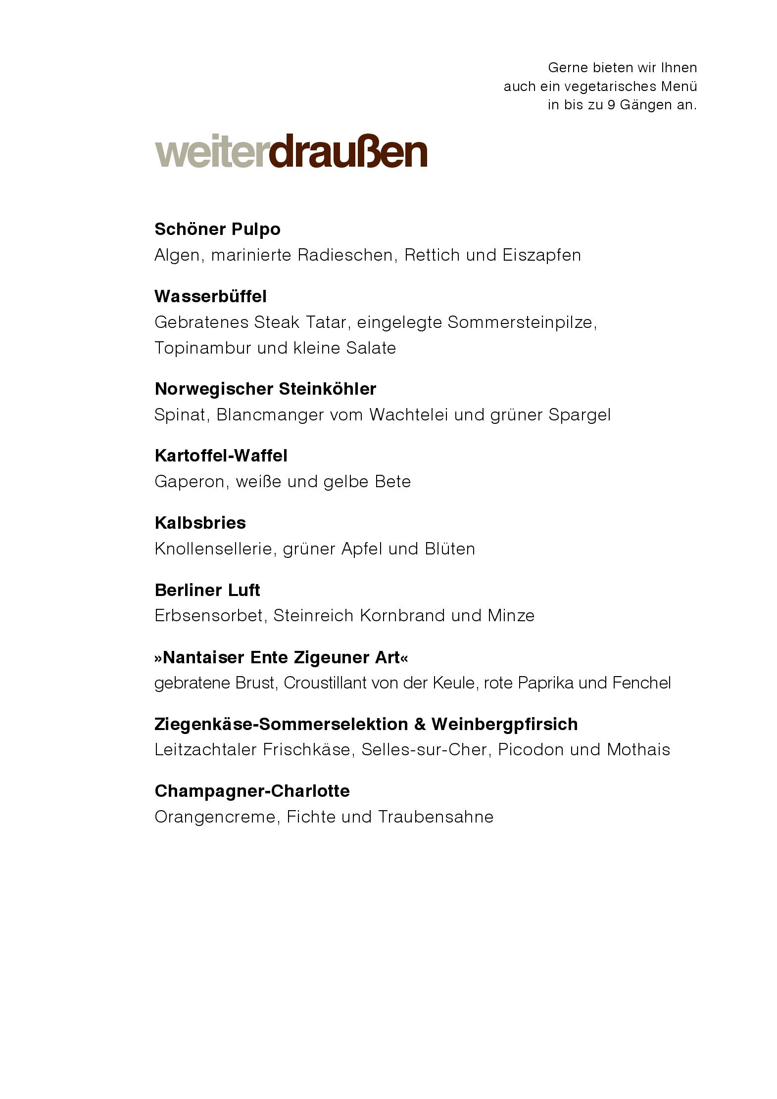 Speisekarte Reinstoff in Berlin, Seite 1