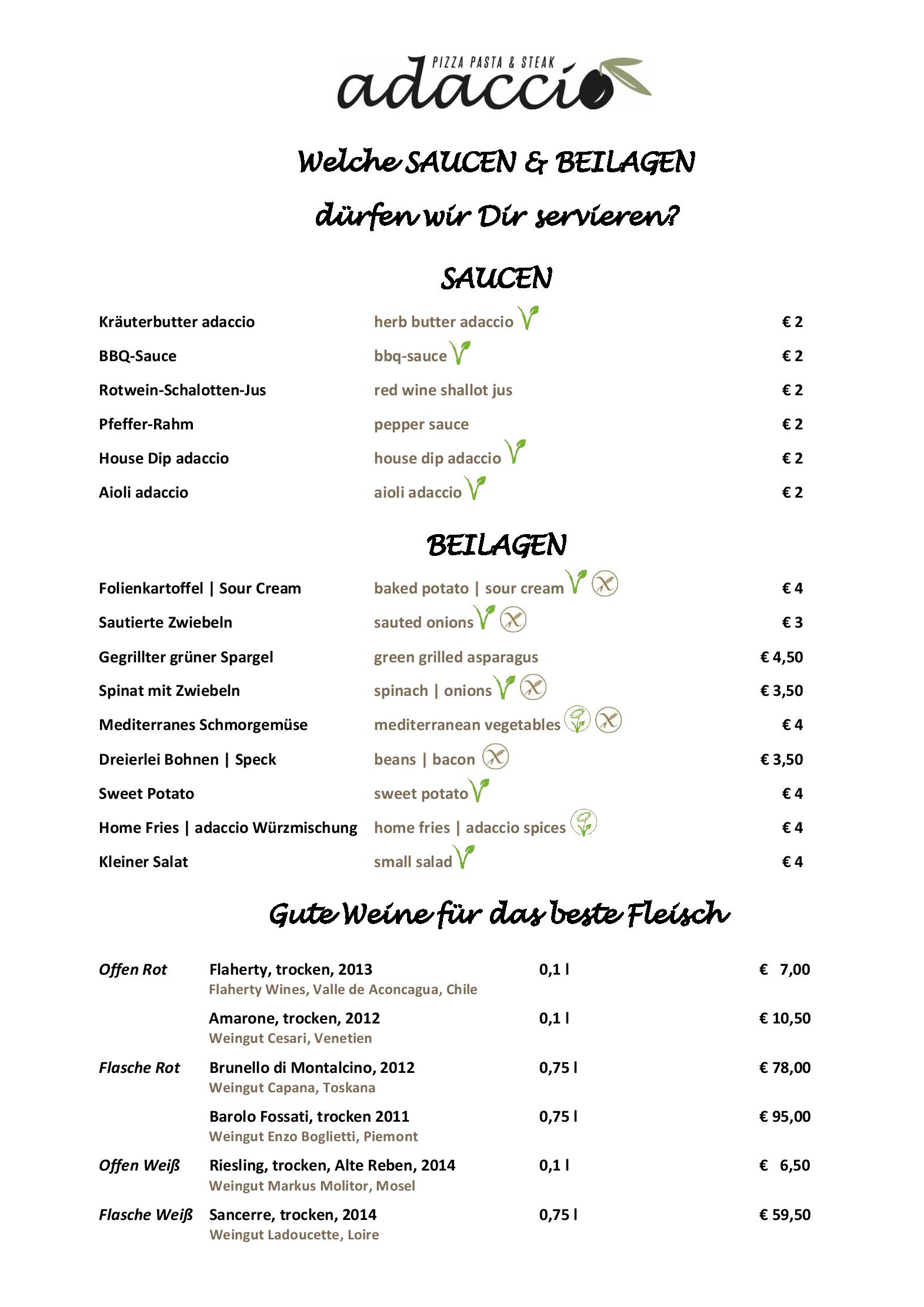 Speisekarte adaccio in Koblenz, Seite 8