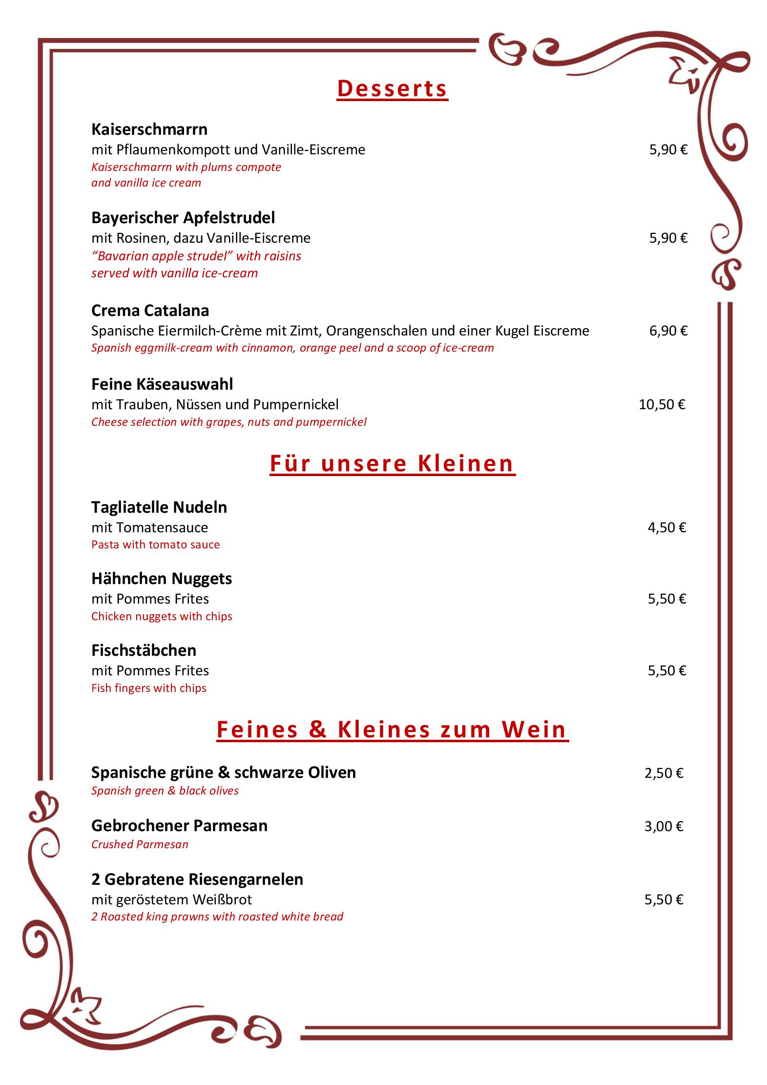 Speisekarte Café Einstein in Koblenz, Seite 4