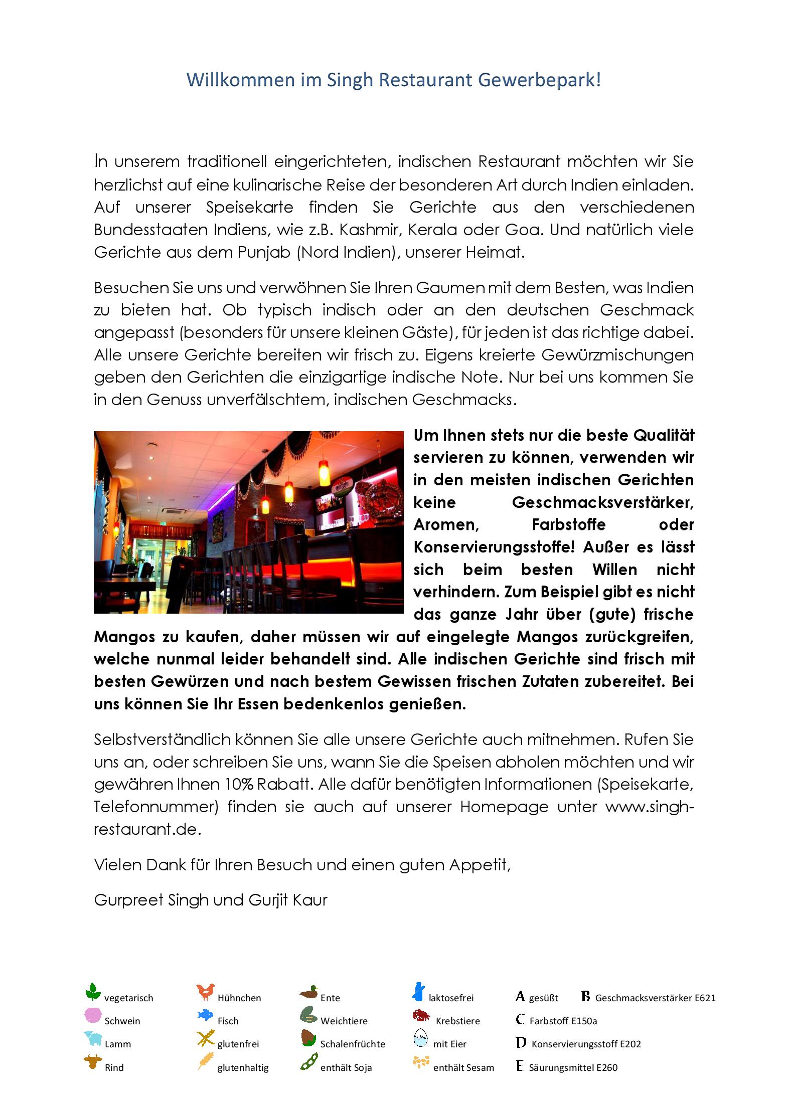 Speisekarte Singh Restaurant in Regensburg, Seite 2
