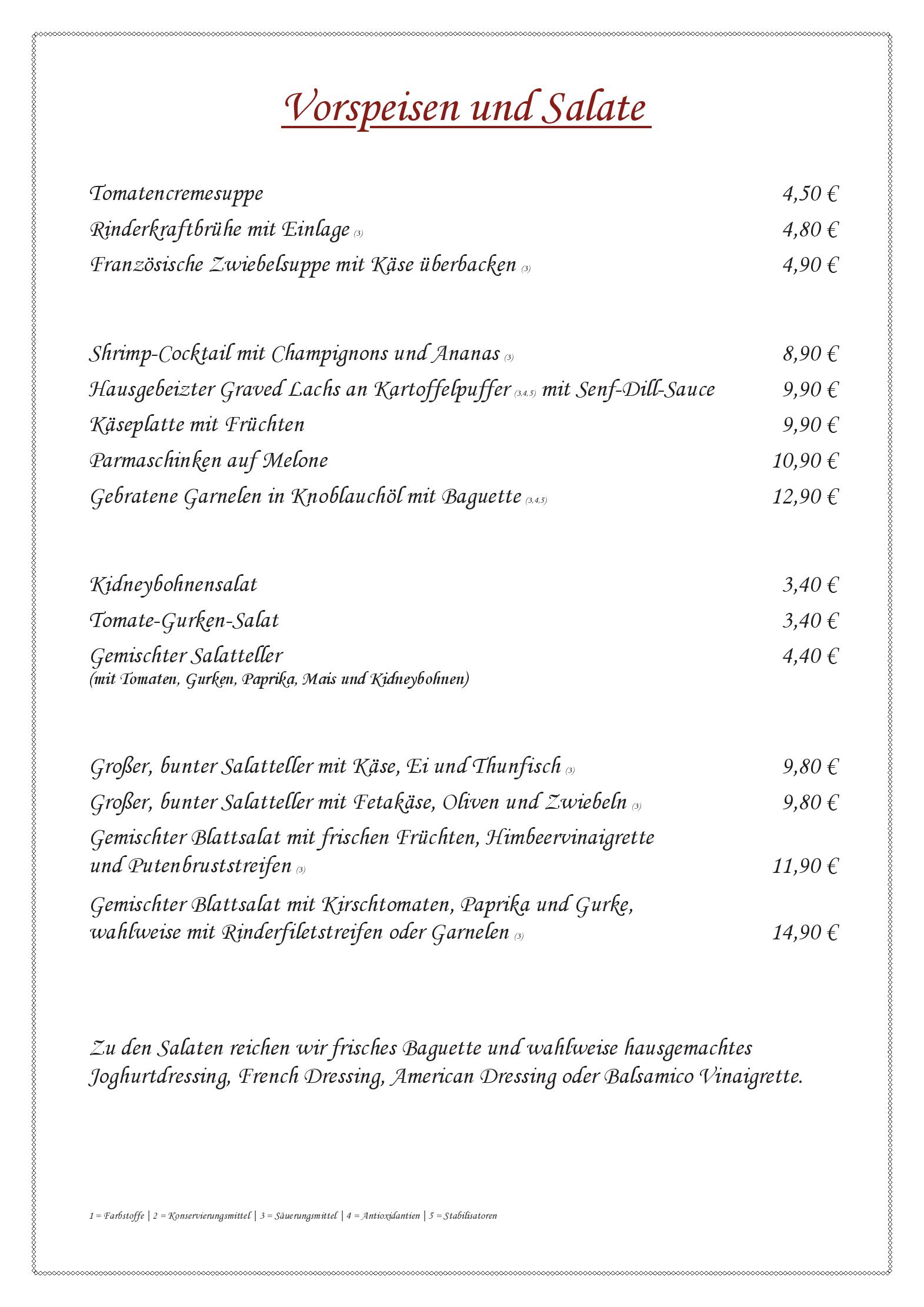 Speisekarte Alte Hahnenburg in Hannover, Seite 2