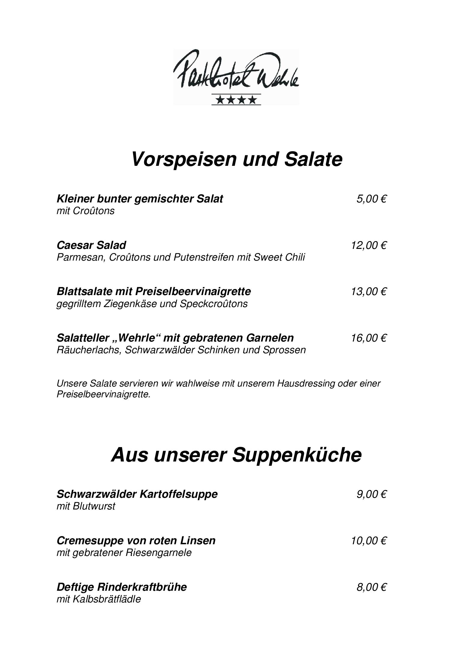 Speisekarte Parkhotel Wehrle GmbH in Triberg, Seite 7