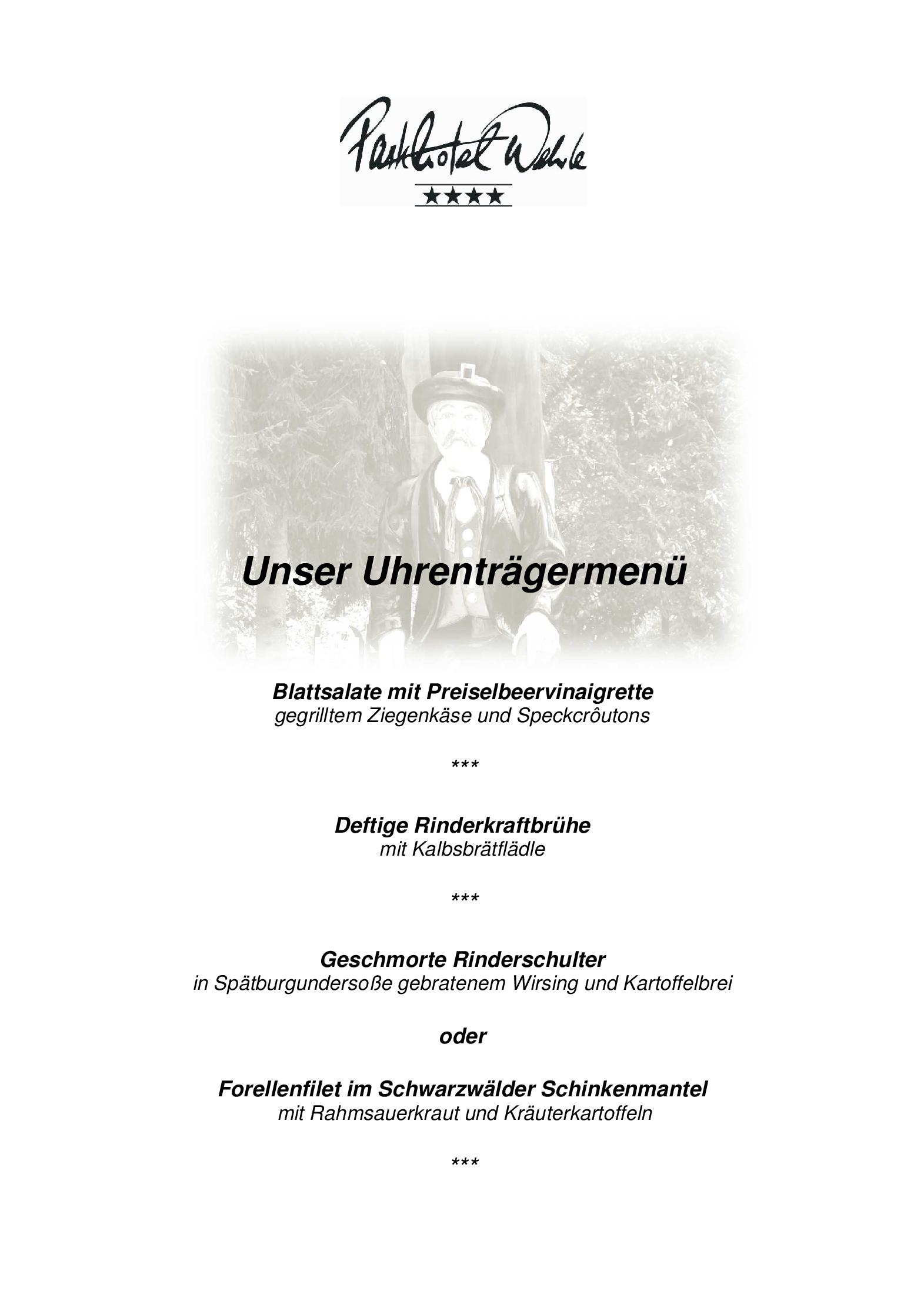 Speisekarte Parkhotel Wehrle GmbH in Triberg, Seite 11