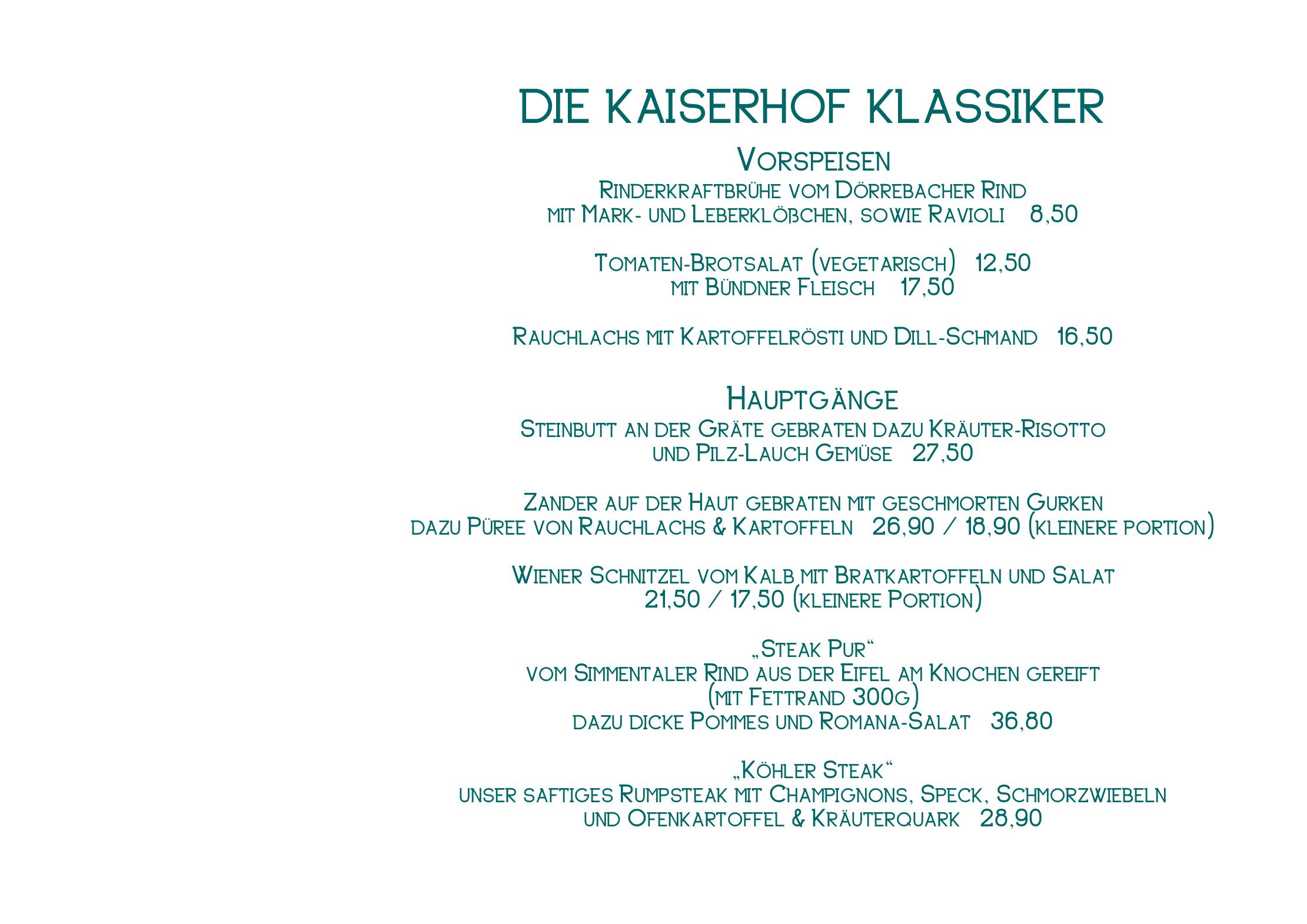 Speisekarte Der Kaiserhof in Guldental, Seite 2