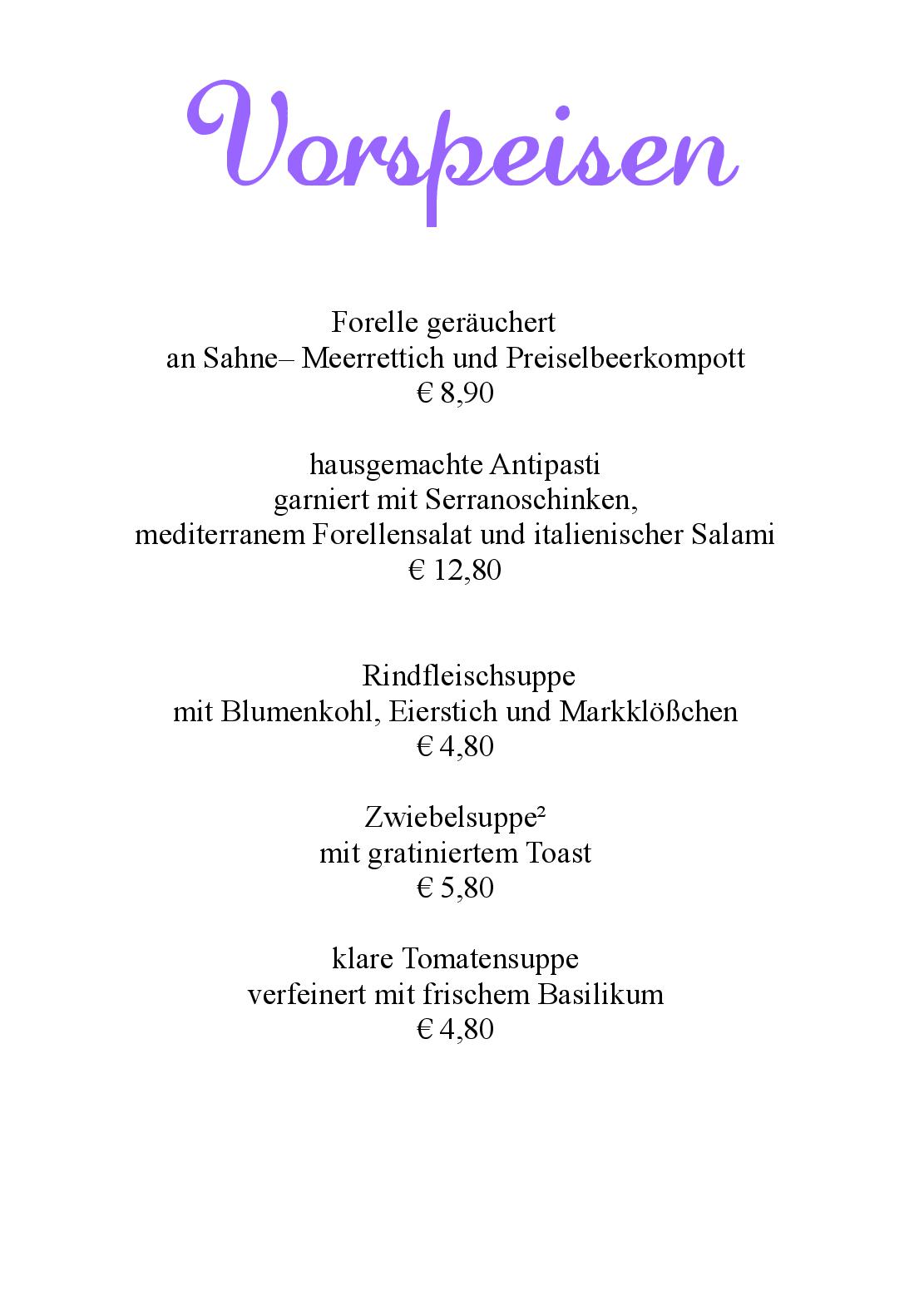 Speisekarte Zum Hasen Hein in Hamminkeln, Seite 2