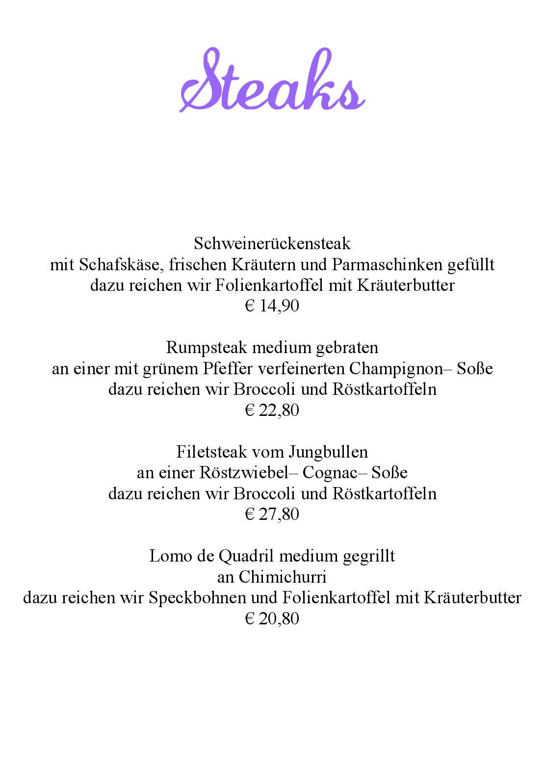 Speisekarte Zum Hasen Hein in Hamminkeln, Seite 5