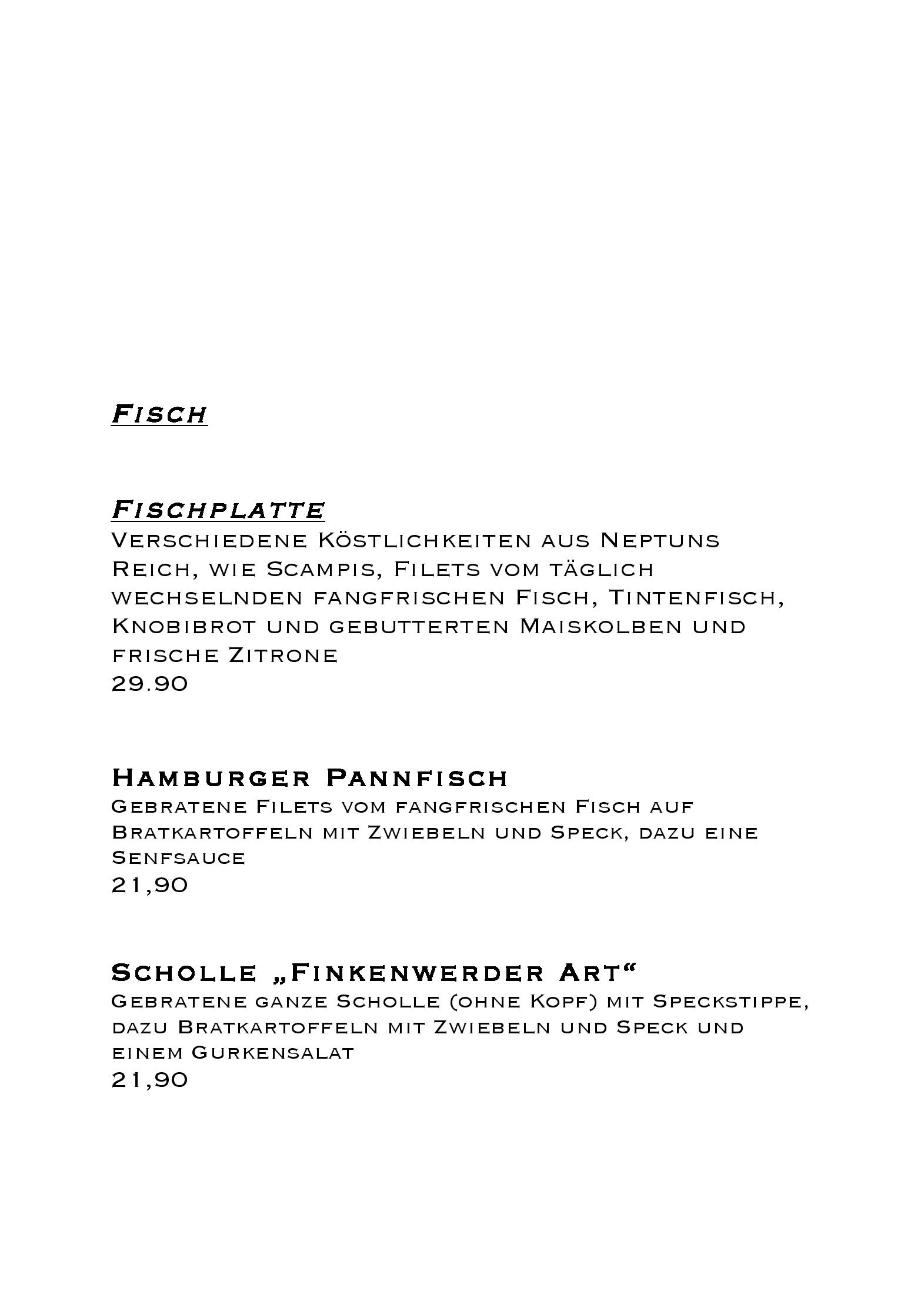 Speisekarte Restaurant Schoppenhauer in Hamburg, Seite 2