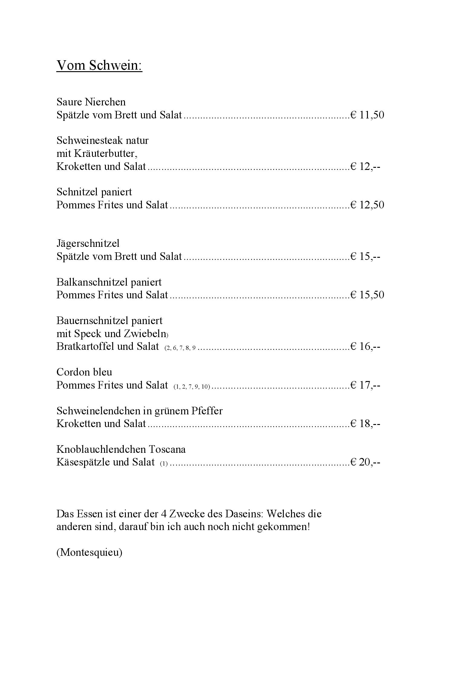 Speisekarte Schlindwein-Stuben in Karlsdorf-Neuthard, Seite 10