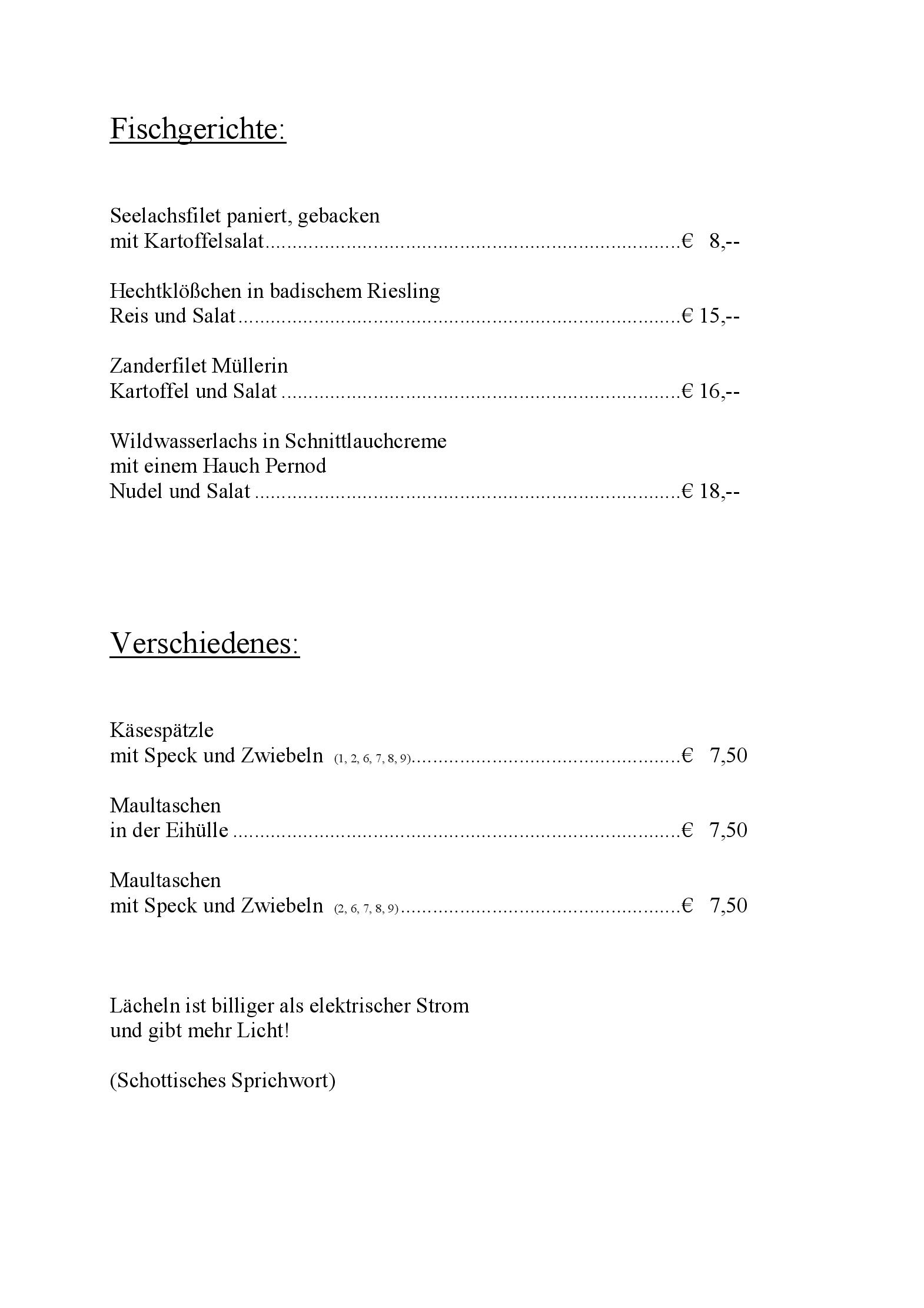 Speisekarte Schlindwein-Stuben in Karlsdorf-Neuthard, Seite 6