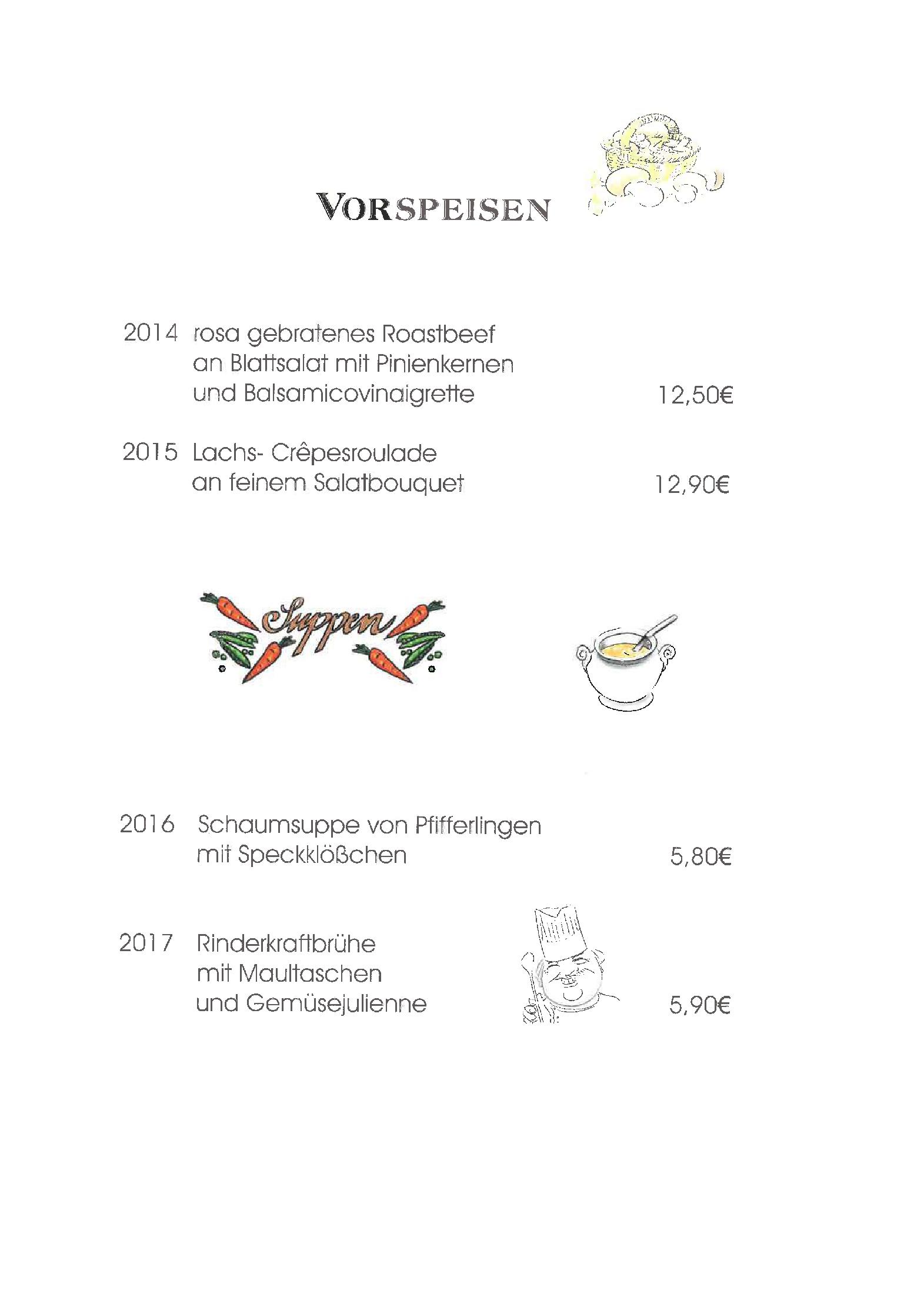 Speisekarte Ferienhotel Stockhausen in Schmallenberg, Seite 1