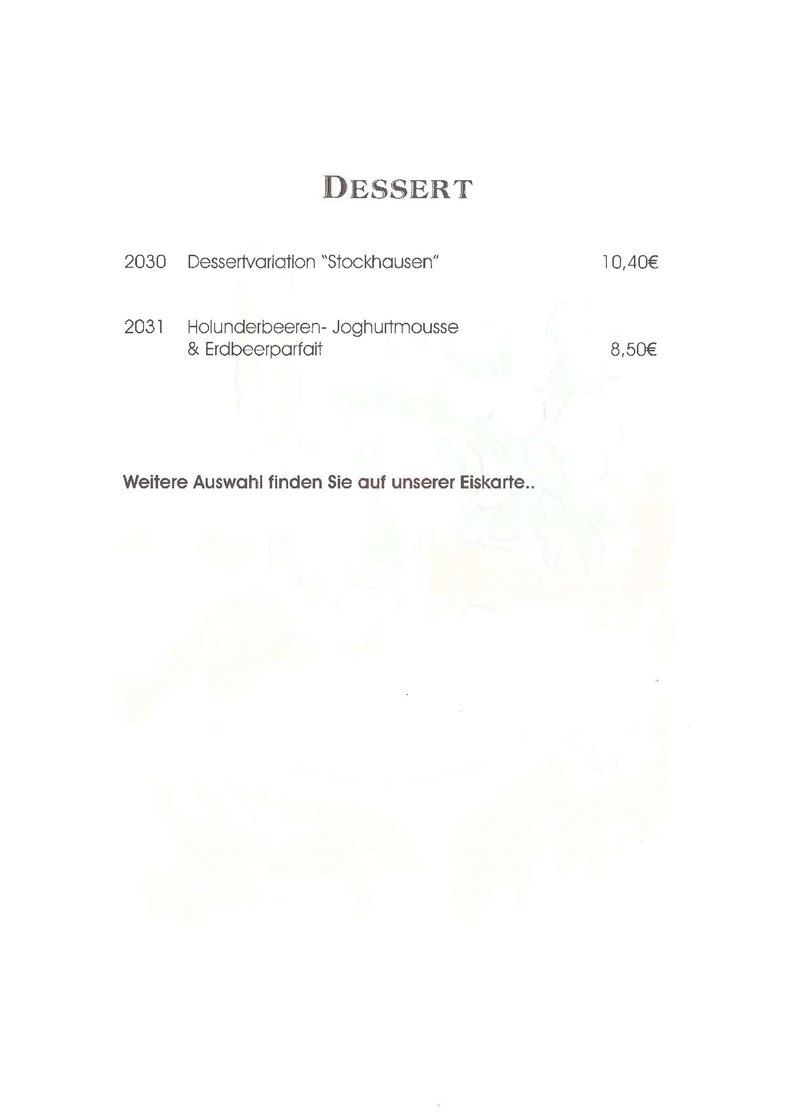 Speisekarte Ferienhotel Stockhausen in Schmallenberg, Seite 4