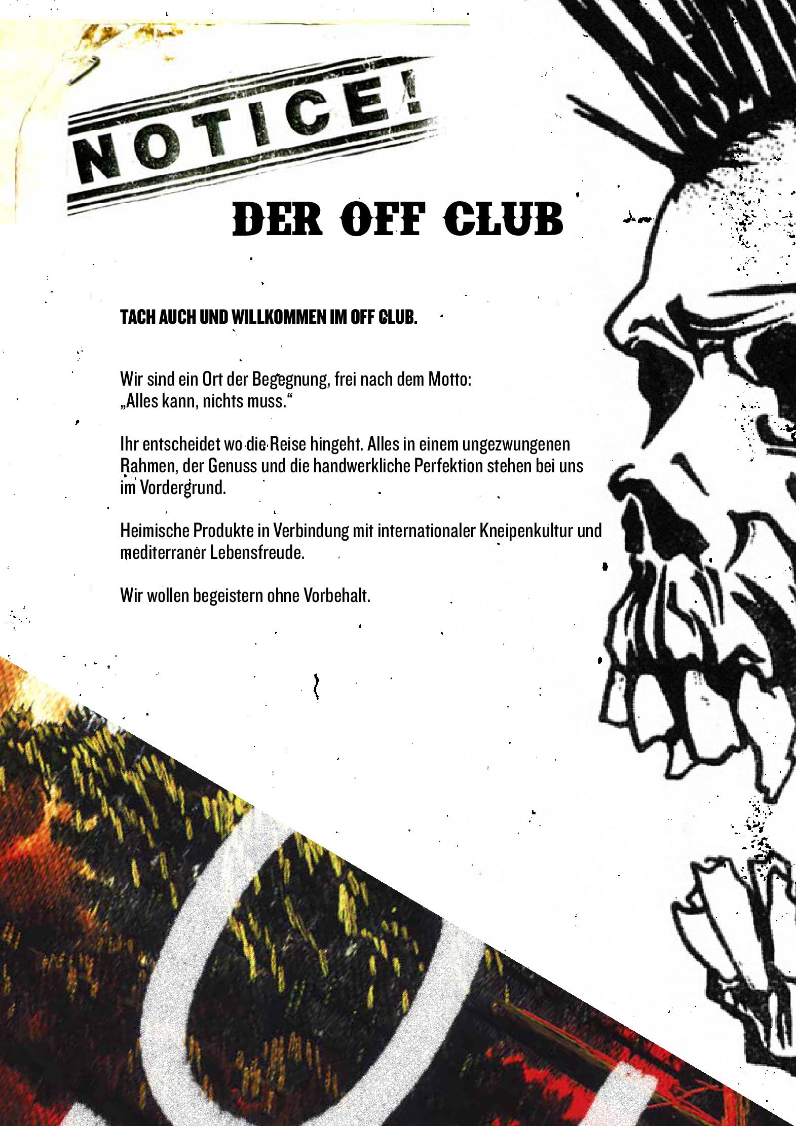 Speisekarte Off Club Hamburg in Hamburg, Seite 1