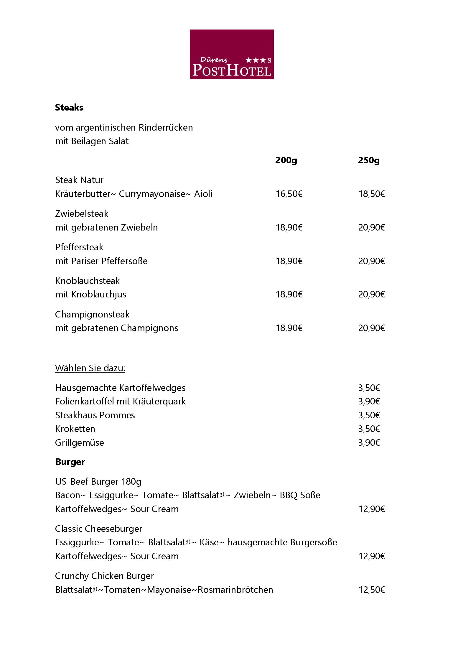 Speisekarte Dürens Posthotel GmbH in Düren, Seite 3