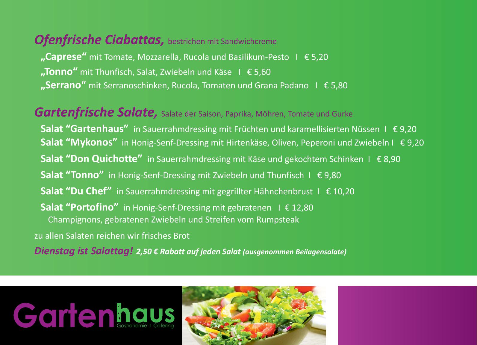 Speisekarte Restaurant Gartenhaus in Siegen, Seite 2
