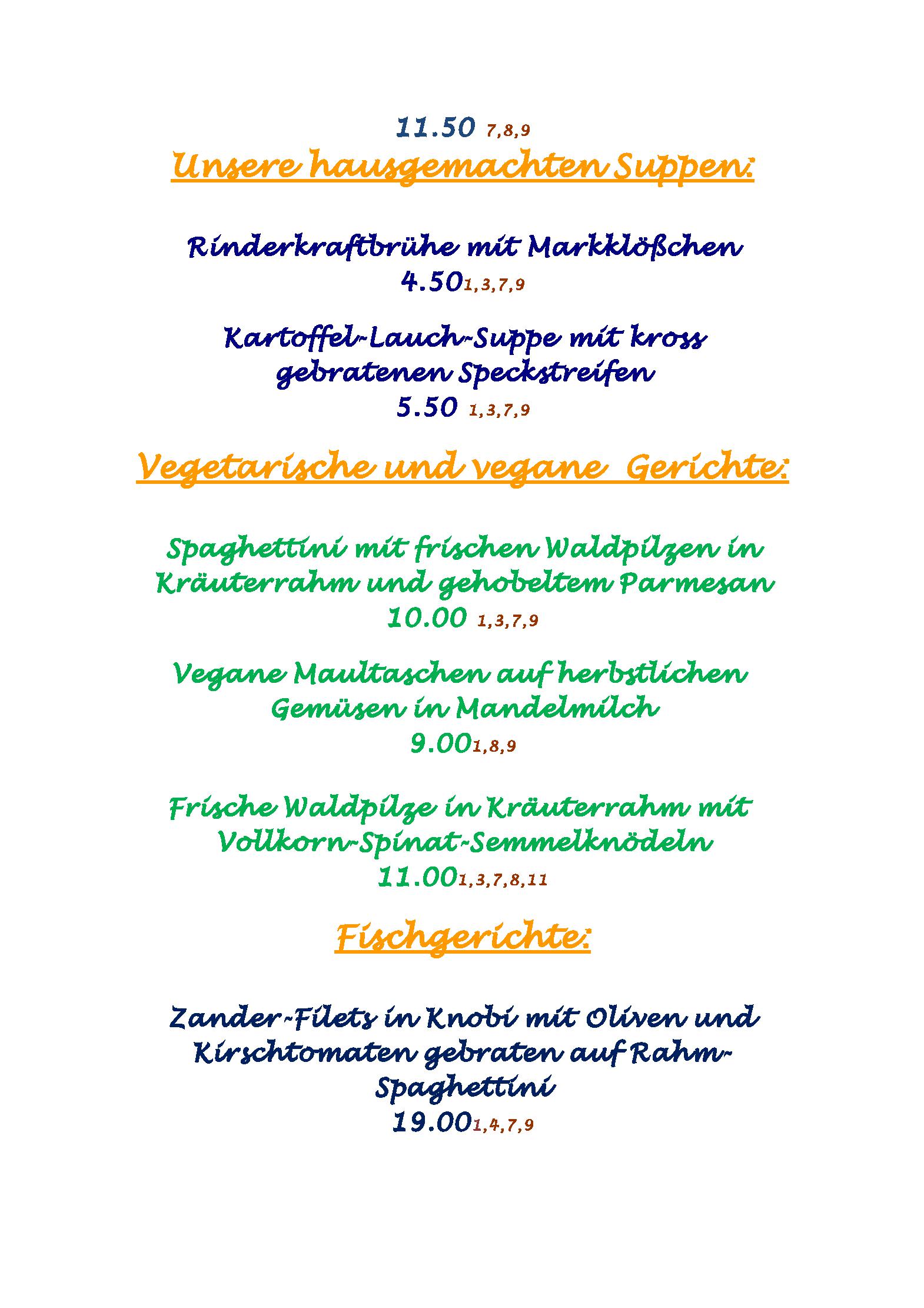 Speisekarte Oranien in Nastätten, Seite 2