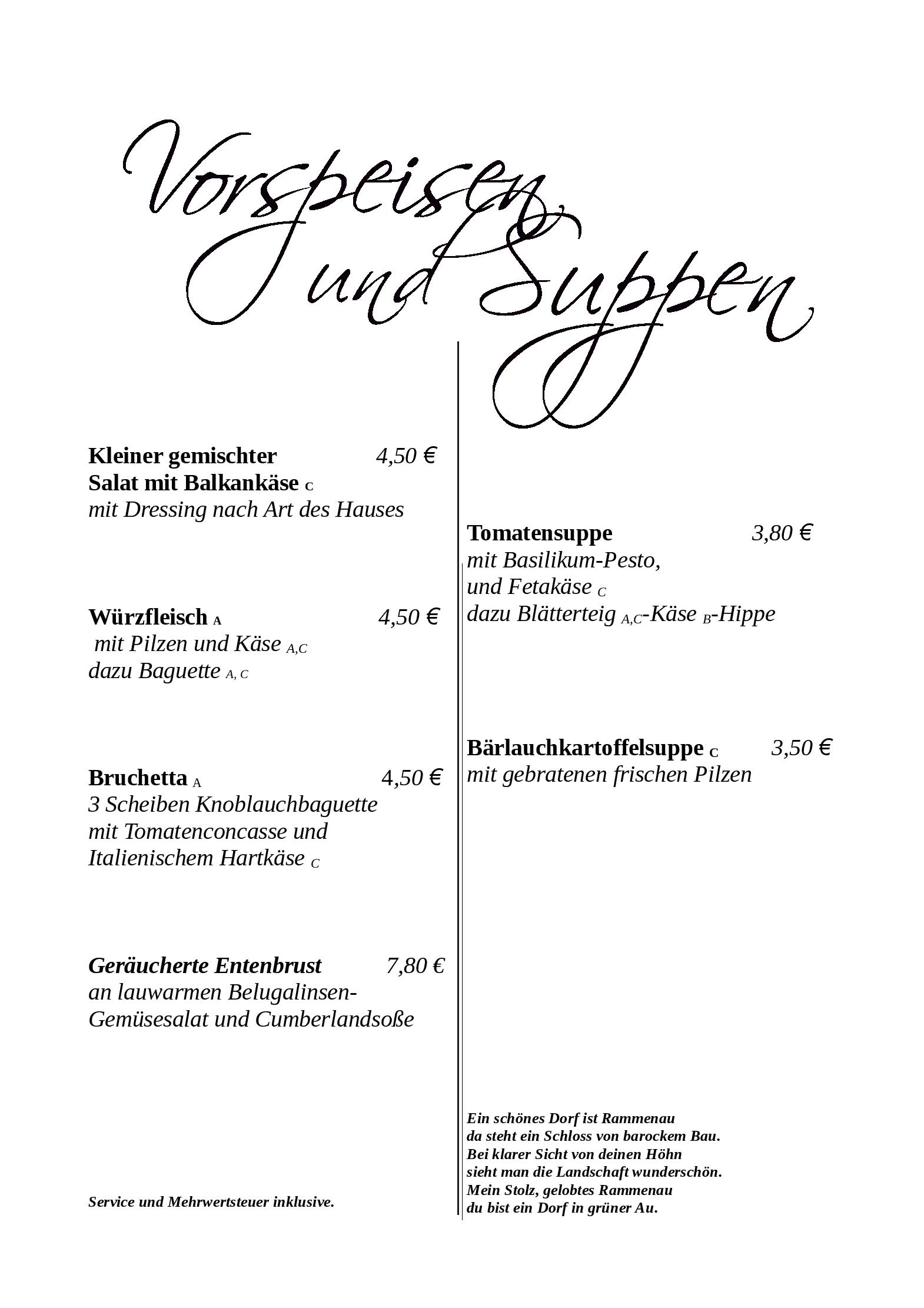 Speisekarte Fichtestube in Rammenau, Seite 9