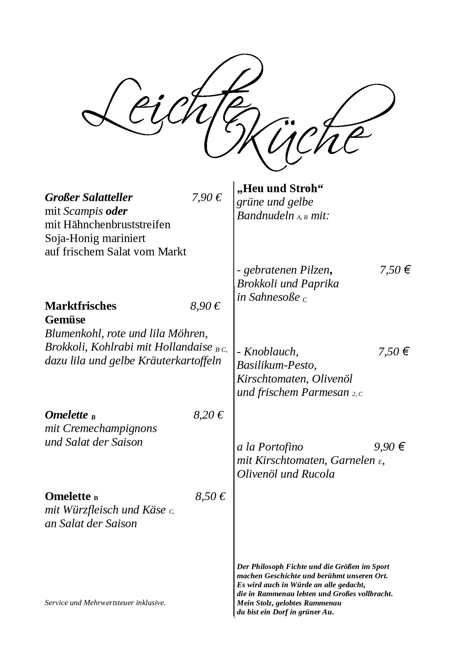 Speisekarte Fichtestube in Rammenau, Seite 12