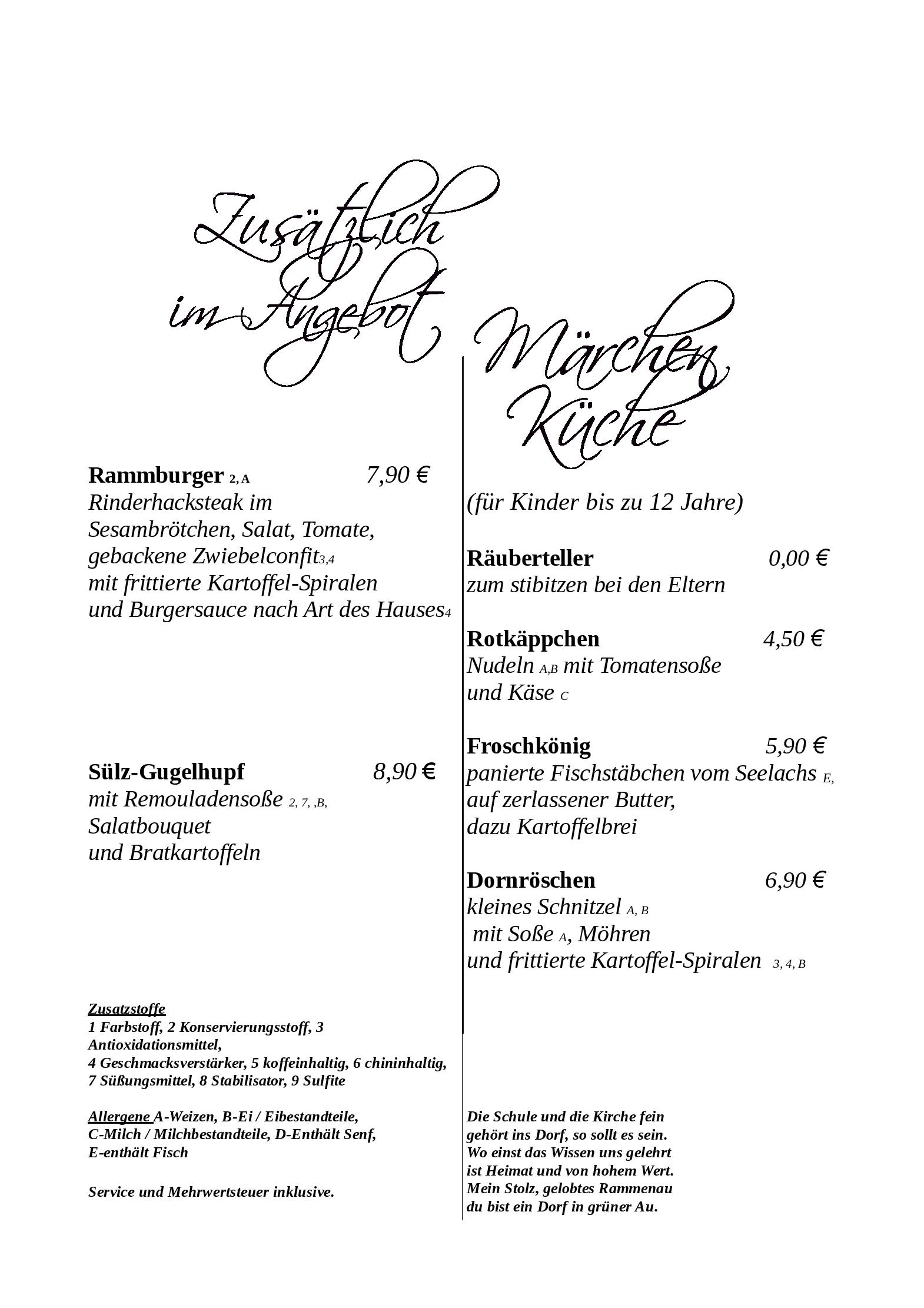 Speisekarte Fichtestube in Rammenau, Seite 13