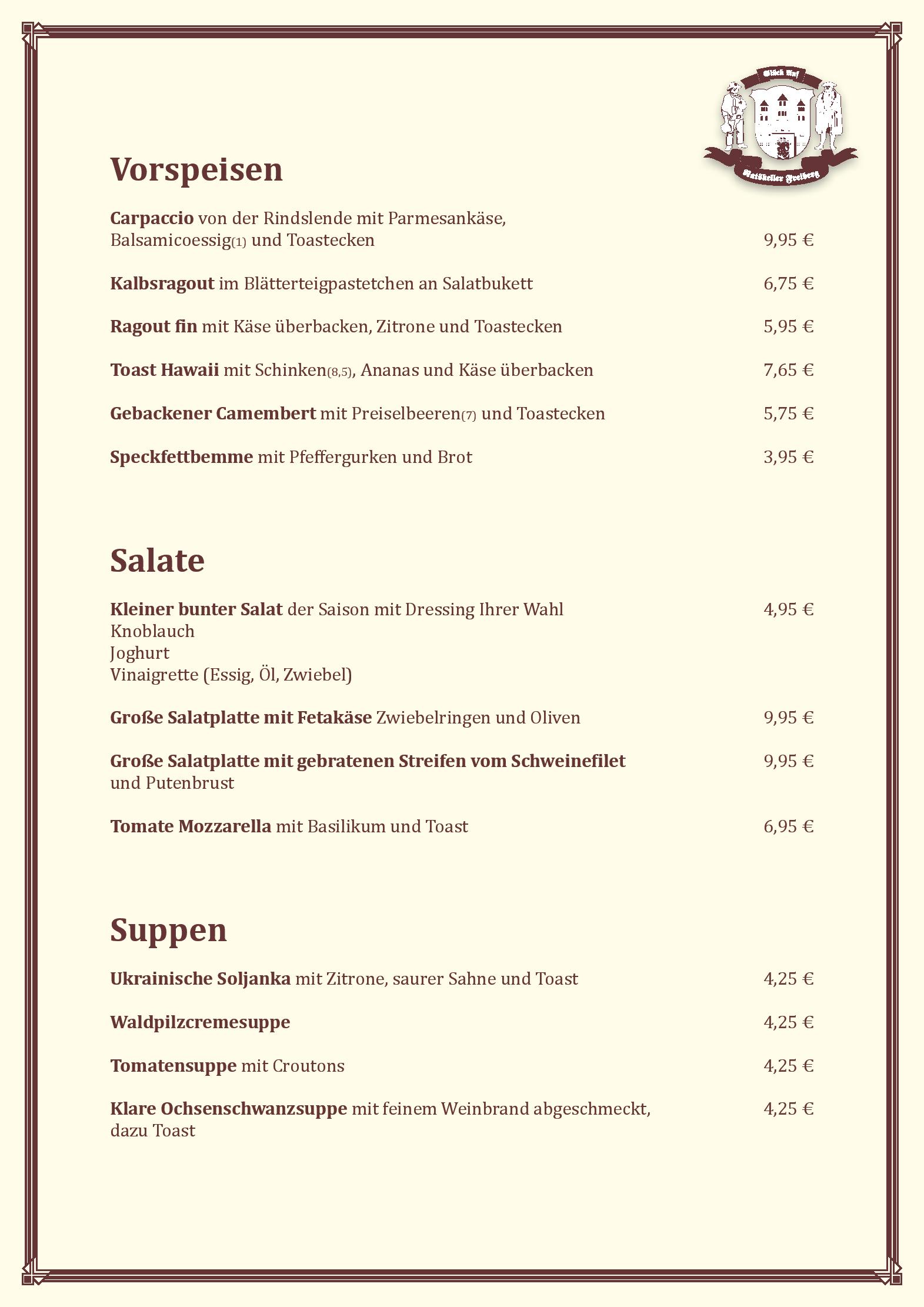 Speisekarte Ratskeller Freiberg in Freiberg, Seite 3