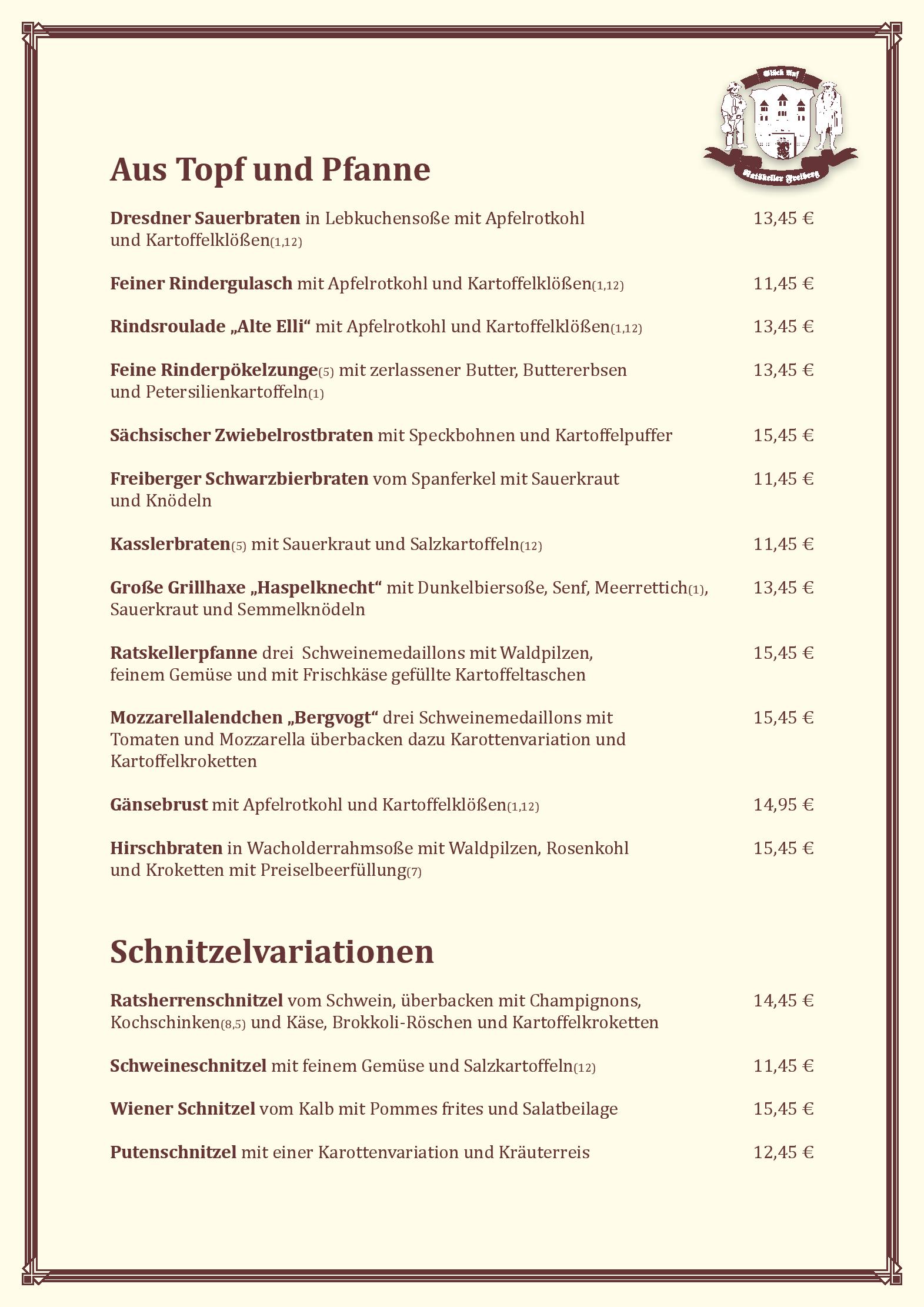 Speisekarte Ratskeller Freiberg in Freiberg, Seite 5