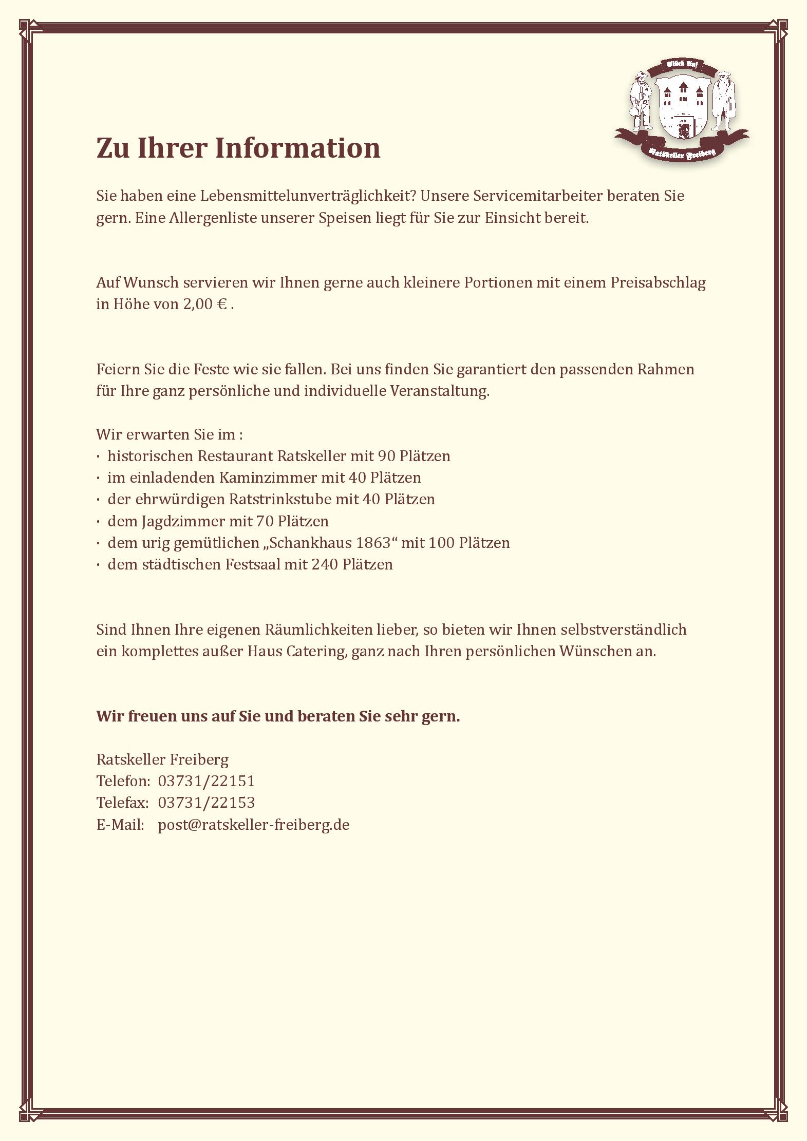Speisekarte Ratskeller Freiberg in Freiberg, Seite 7