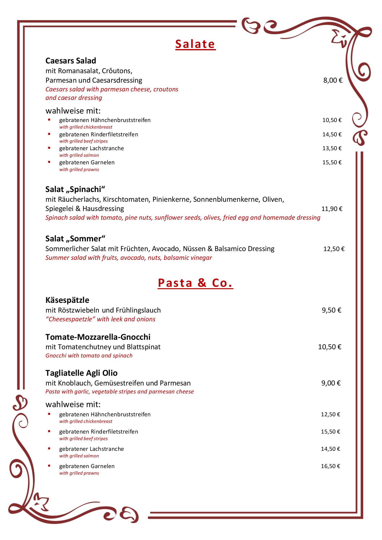 Speisekarte Café Einstein in Koblenz, Seite 6