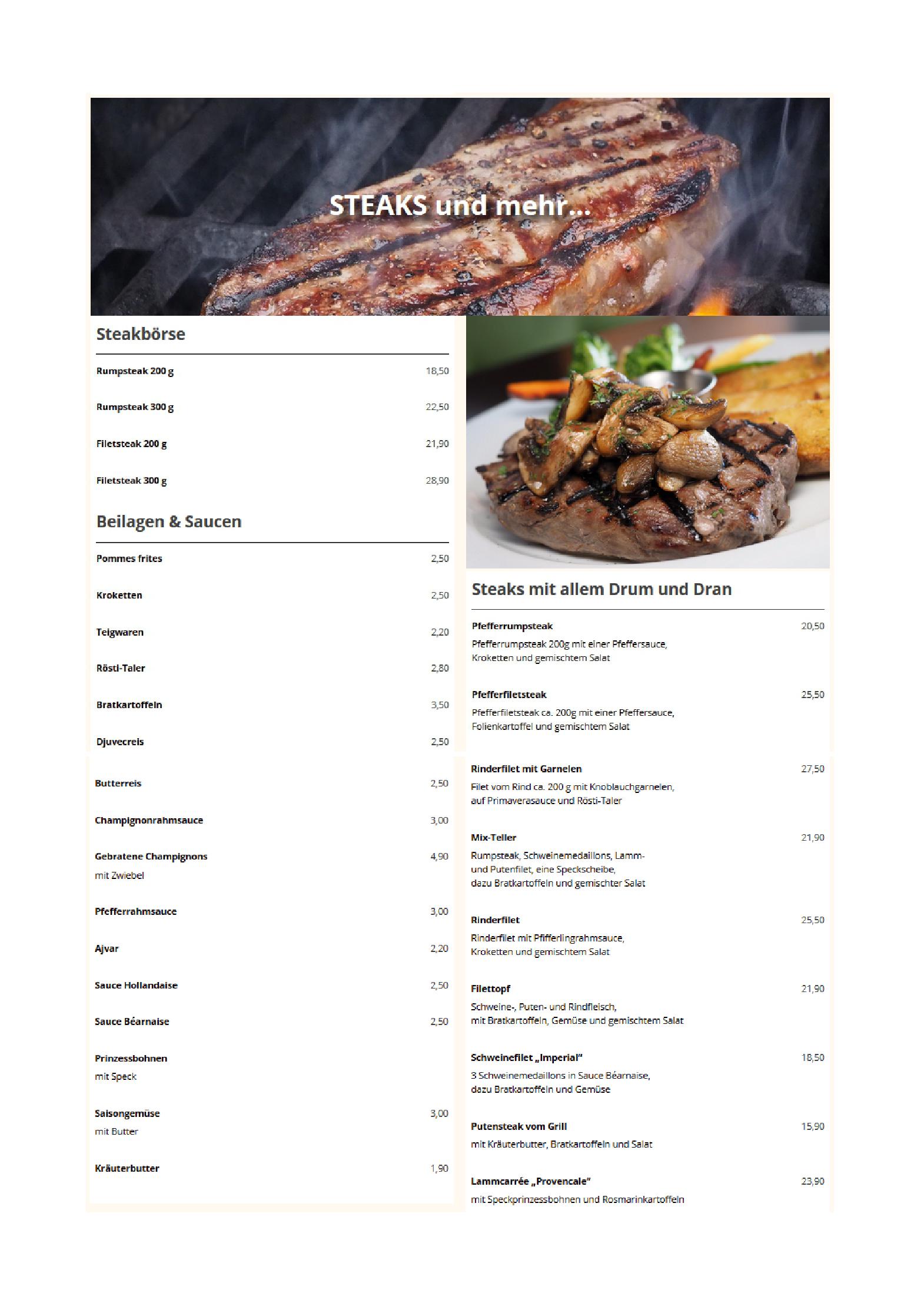 Speisekarte Café-Restaurant Bürgerhaus in Sendenhorst, Seite 2