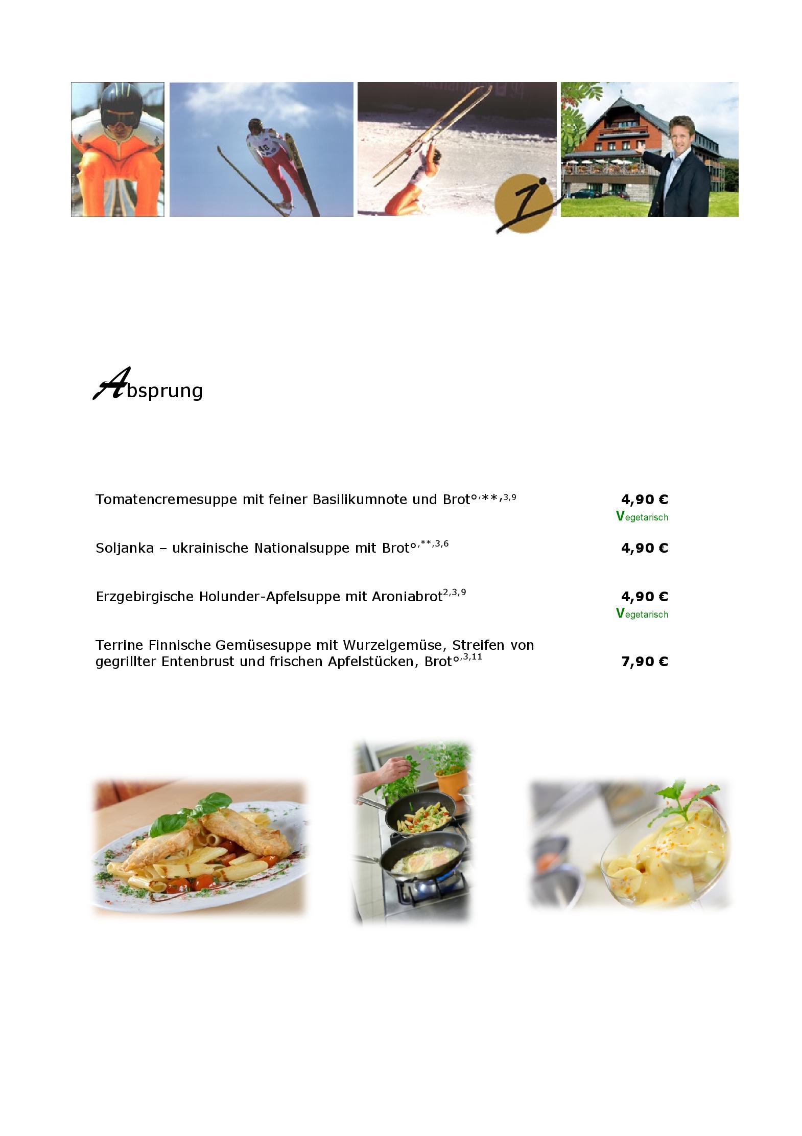 Speisekarte Restaurant im Jens Weißflog Appartementhotel in Oberwiesenthal, Seite 2