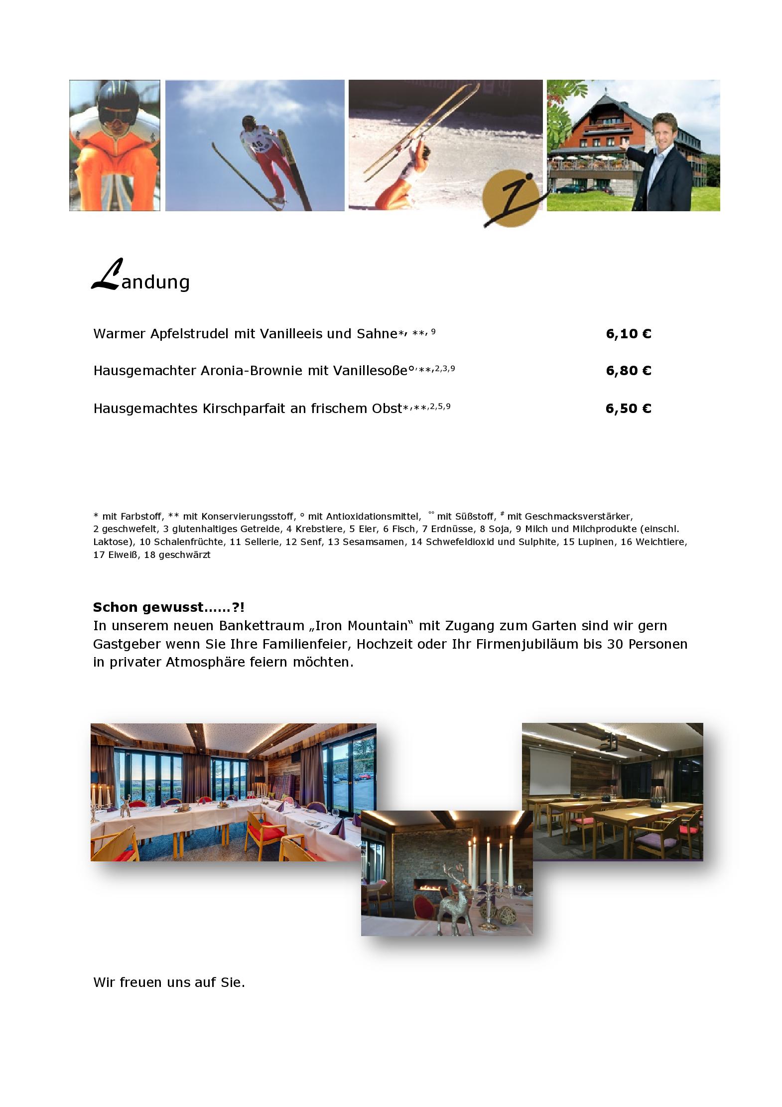 Speisekarte Restaurant im Jens Weißflog Appartementhotel in Oberwiesenthal, Seite 5