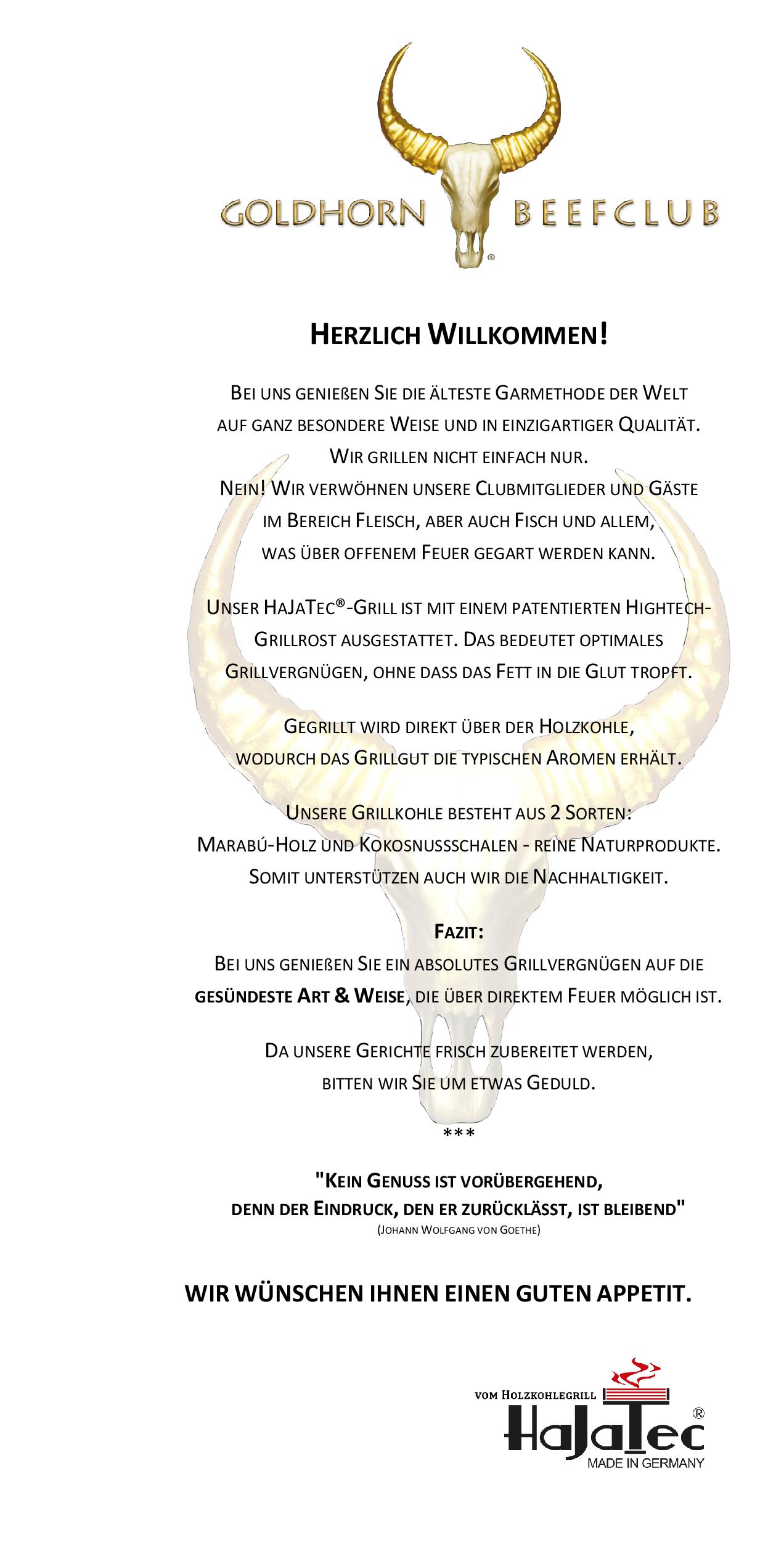 Speisekarte Goldhorn Beefclub in Berlin, Seite 1