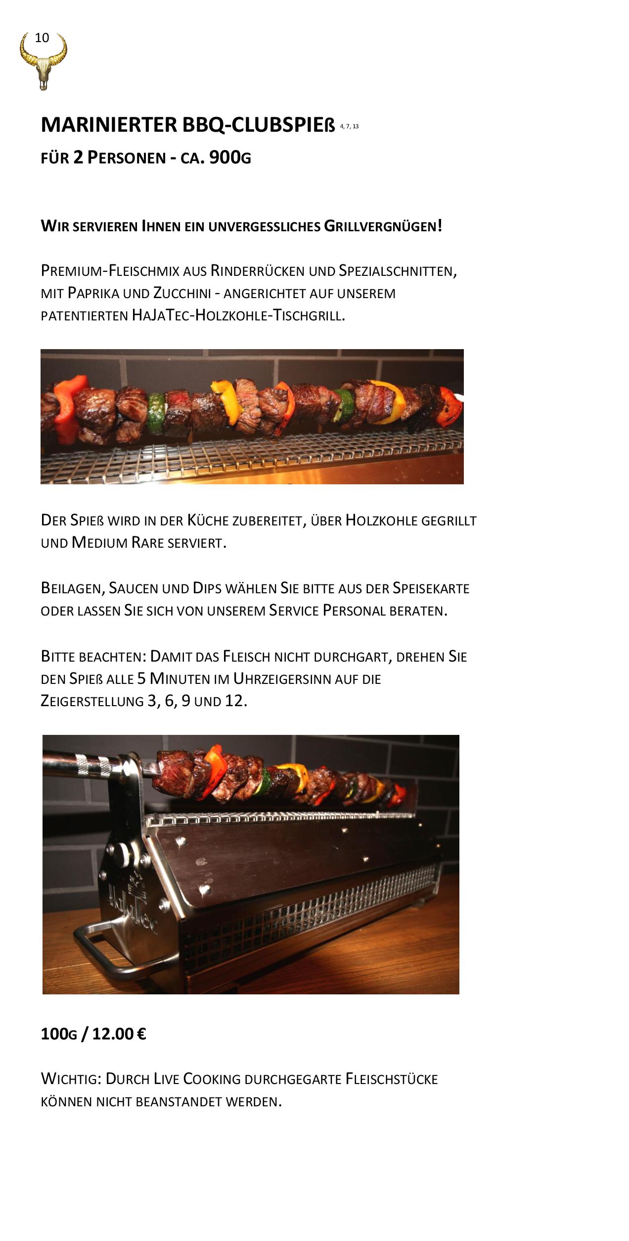 Speisekarte Goldhorn Beefclub in Berlin, Seite 10